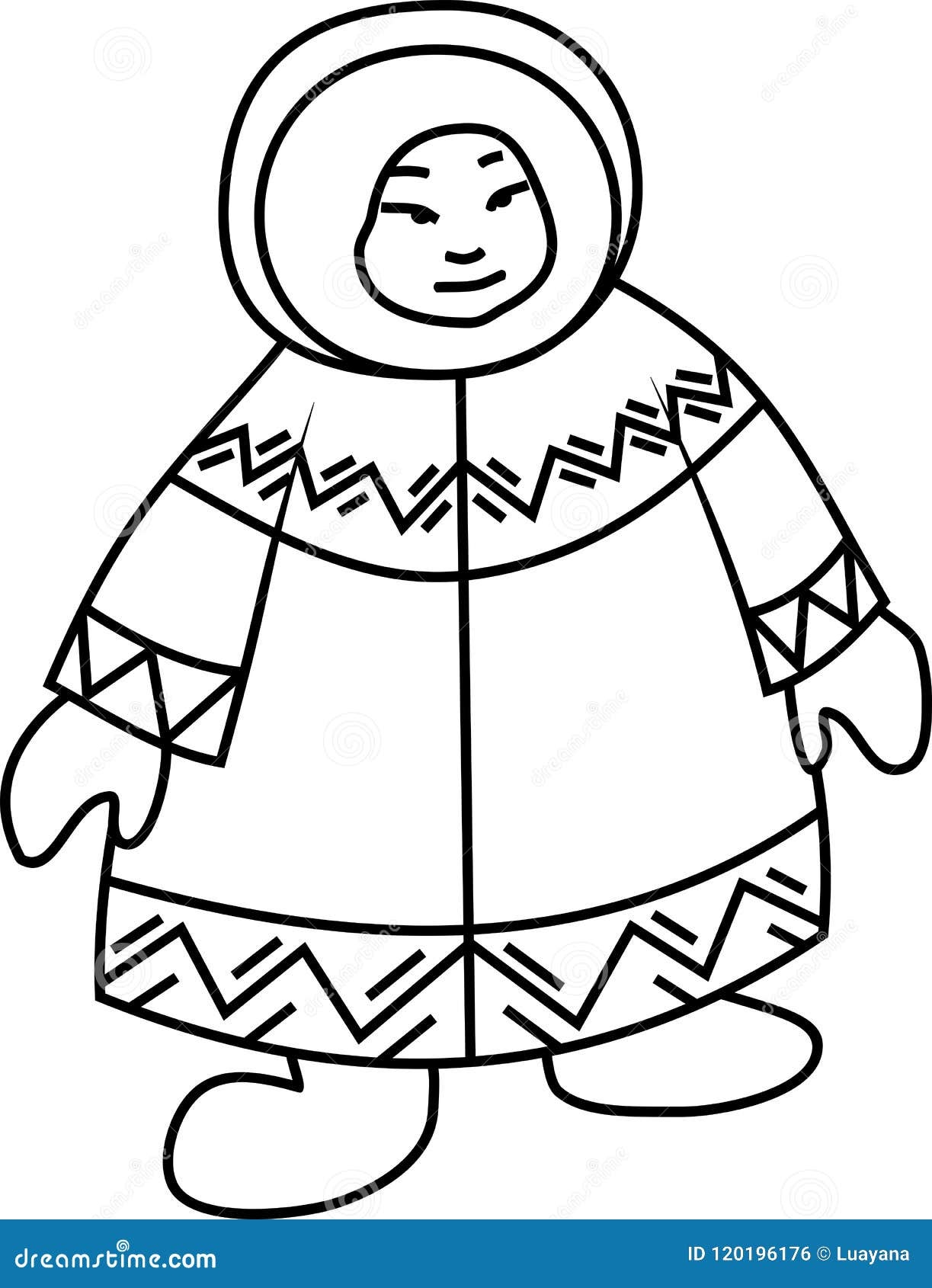Coloring Page Eskimo In National Clothes Stock Vector Illustration Of Inuit Clothing 120196176