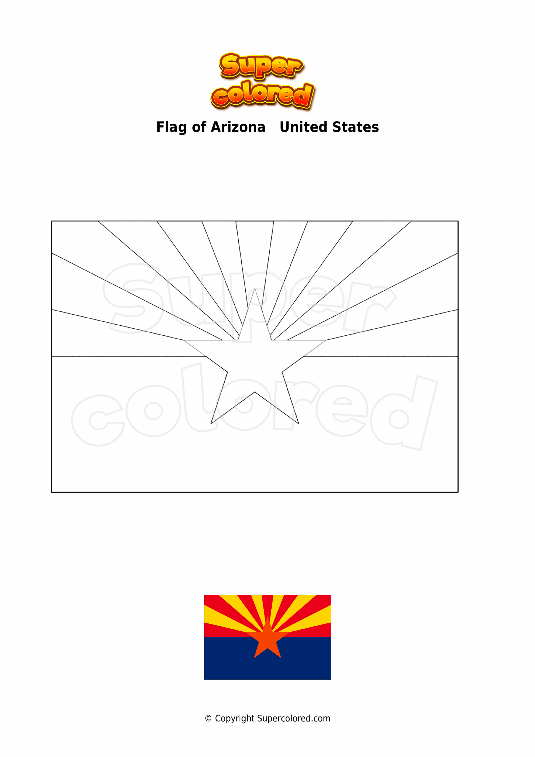 Coloring Page Flag Of Arizona United States Supercolored