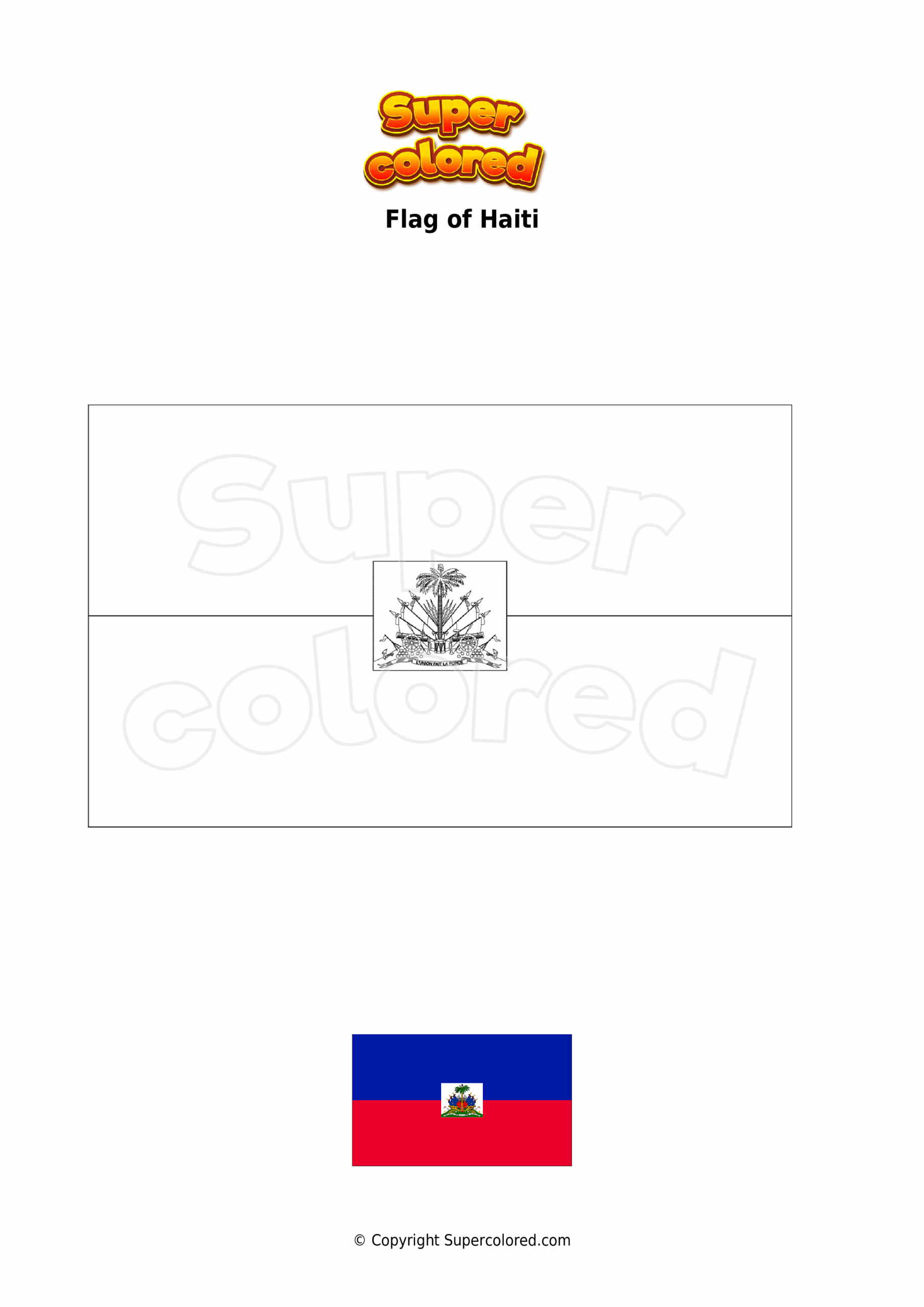 Coloring Page Flag Of Haiti Supercolored