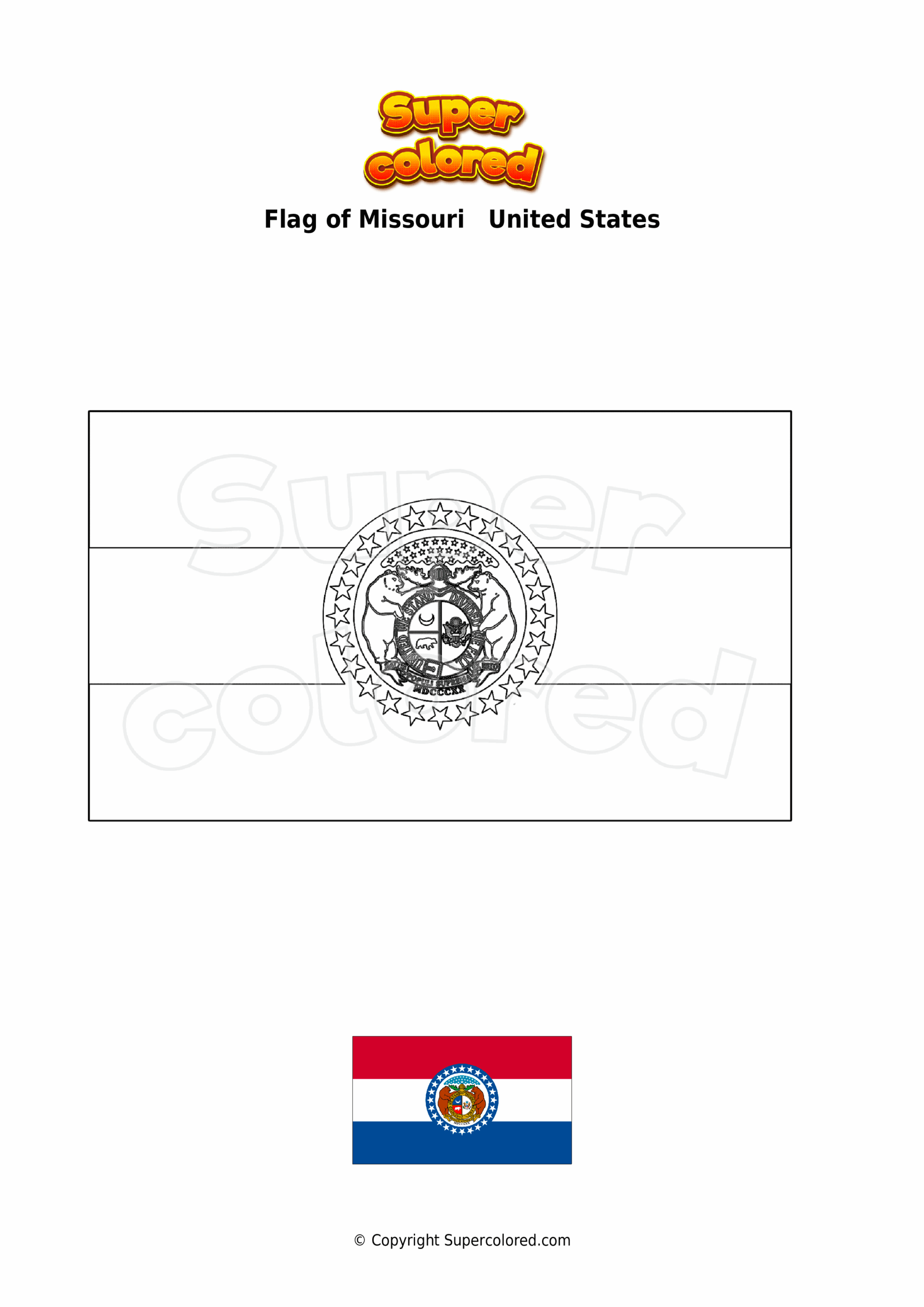 Coloring Page Flag Of Missouri United States Supercolored