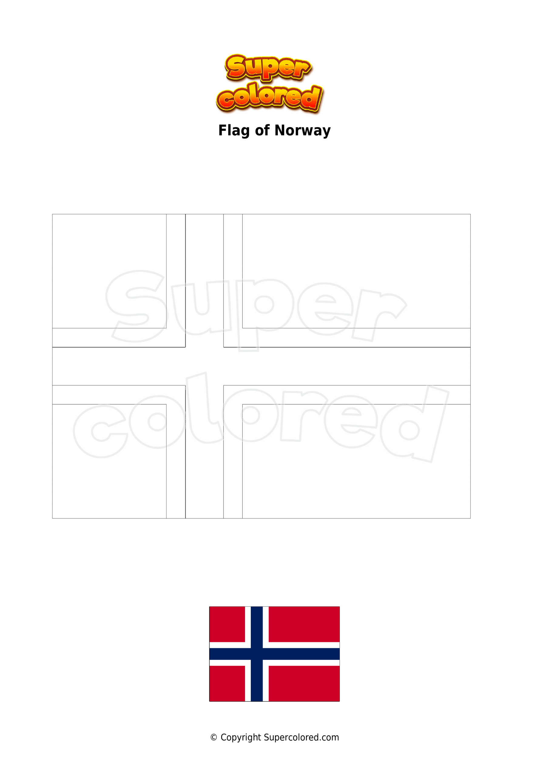 Coloring Page Flag Of Norway Supercolored