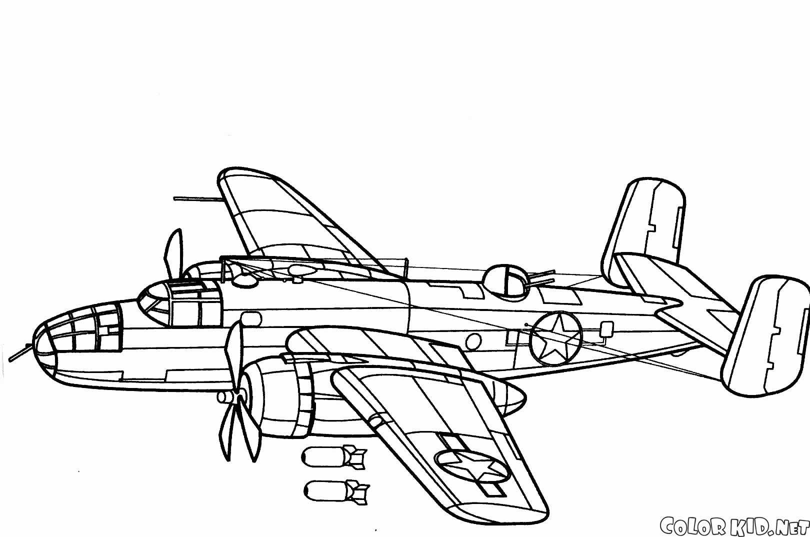 Coloring Page North American B 25D Mitchell Bomber