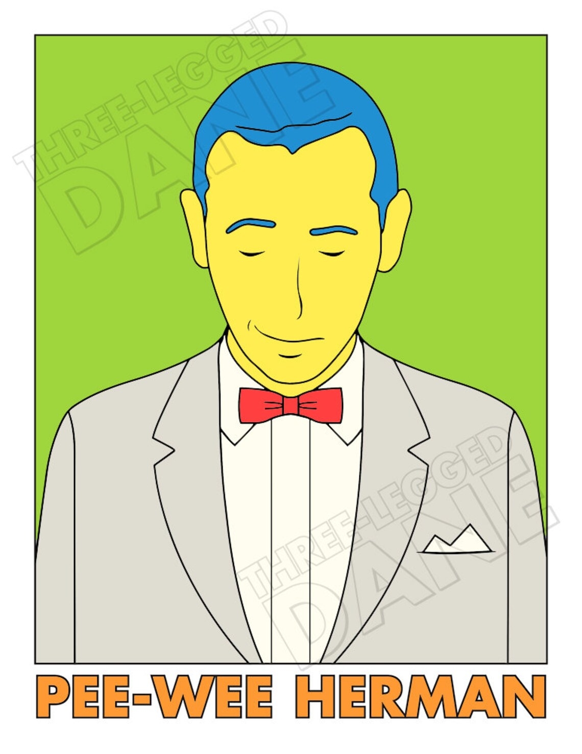 Coloring Page Pee Wee Herman Instant PDF Digital Download Minimalist Portrait Etsy