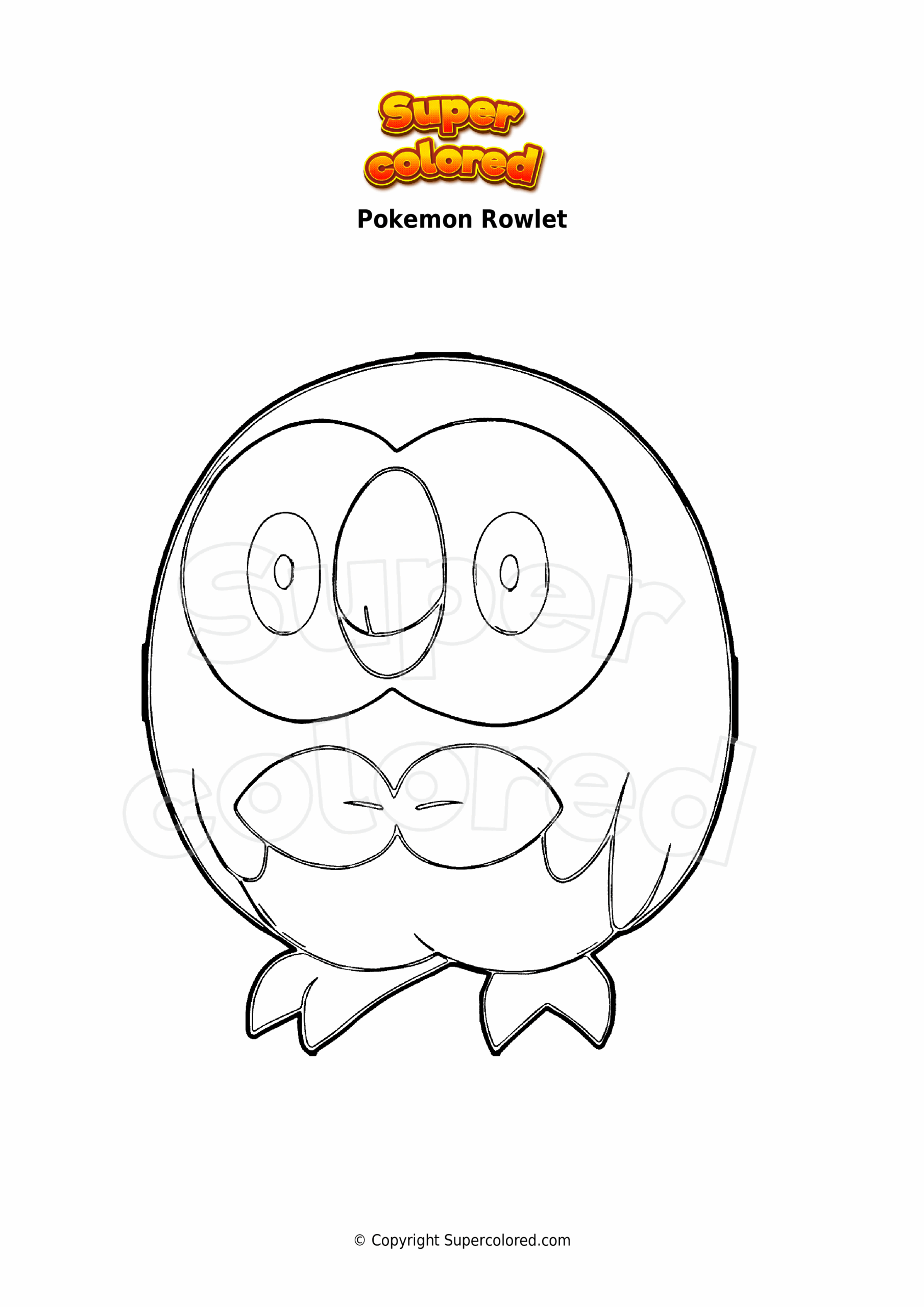 Coloring Page Pokemon Rowlet Supercolored