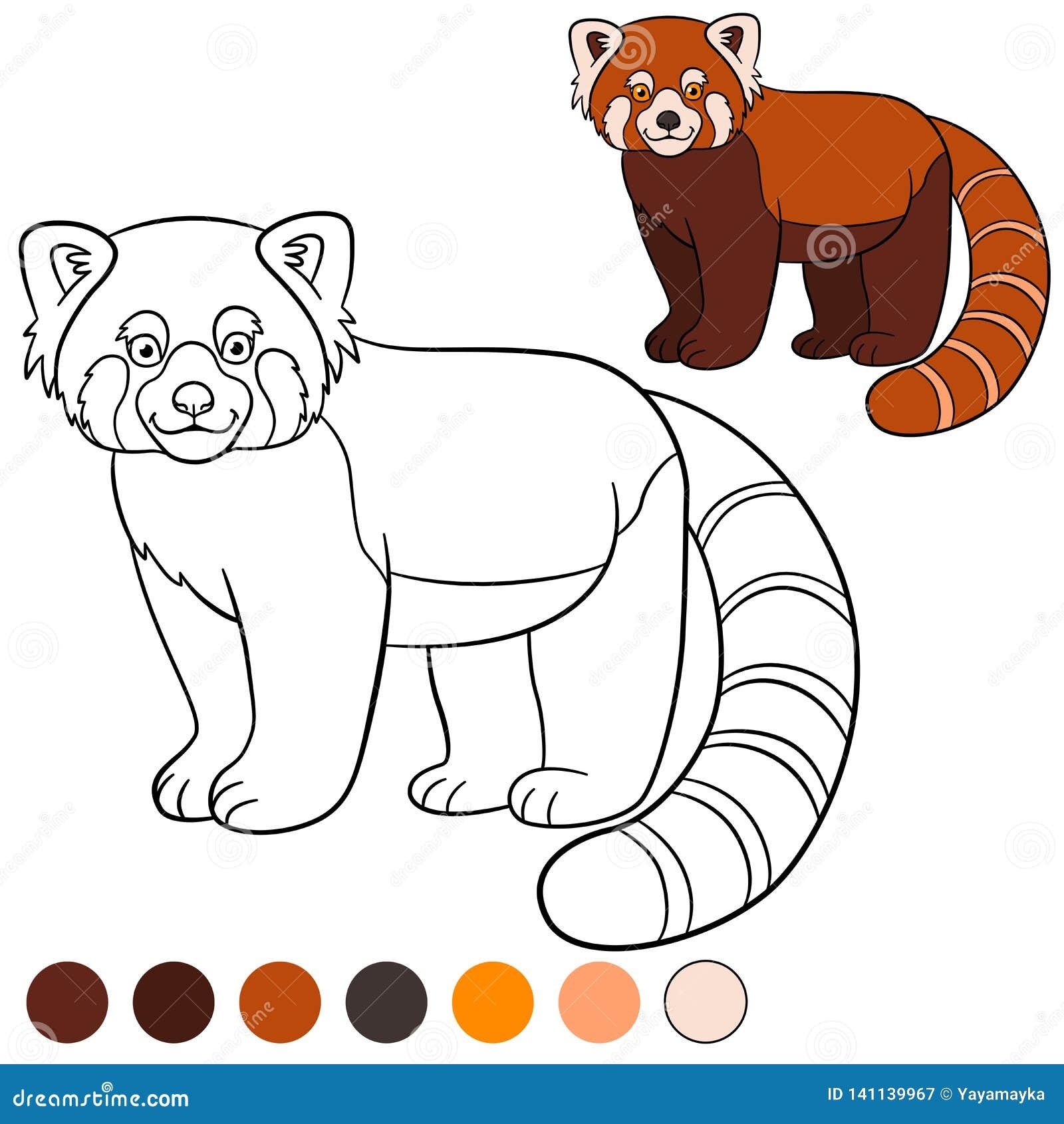 Coloring Page Red Panda Little Cute Red Panda Smiles Stock Vector Illustration Of Kids