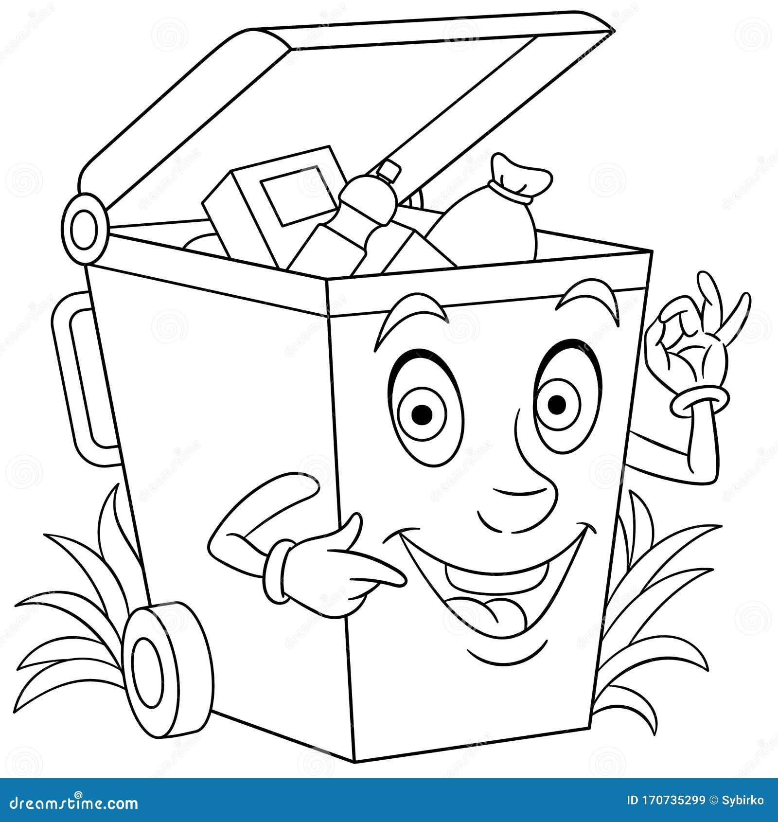 Trash Can Coloring Page