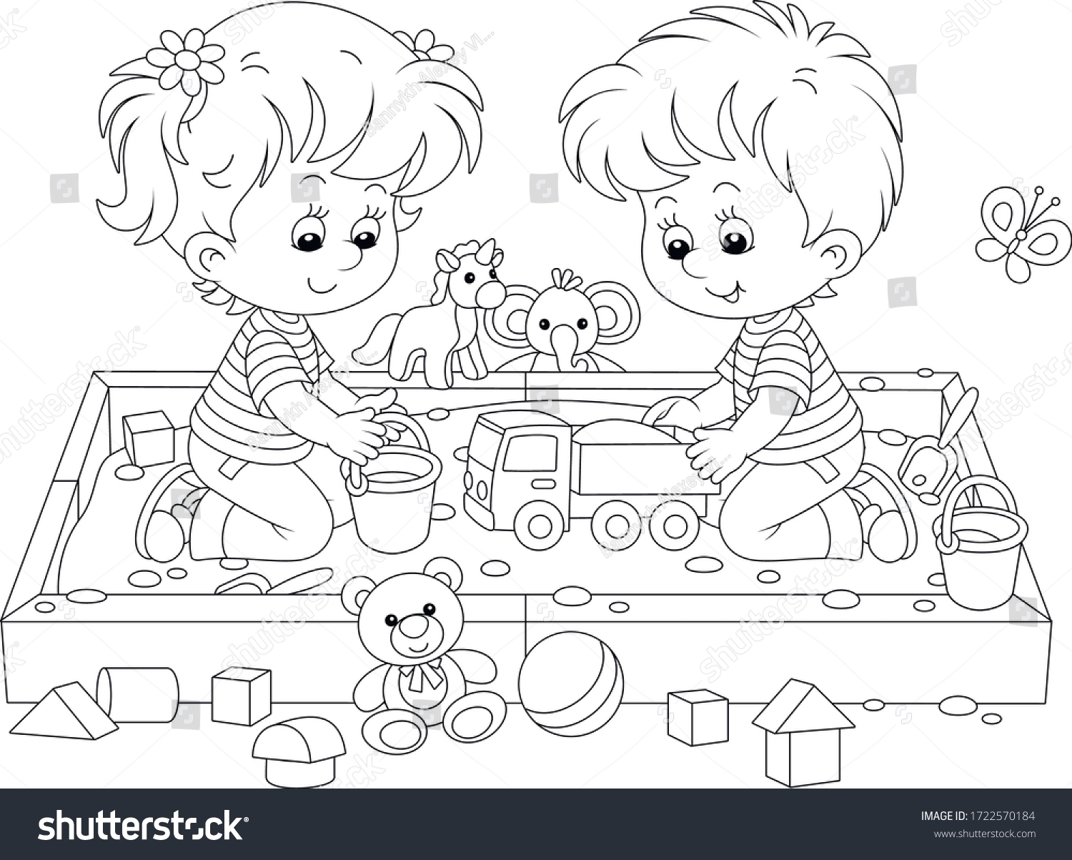 Kids Playing Coloring Pages