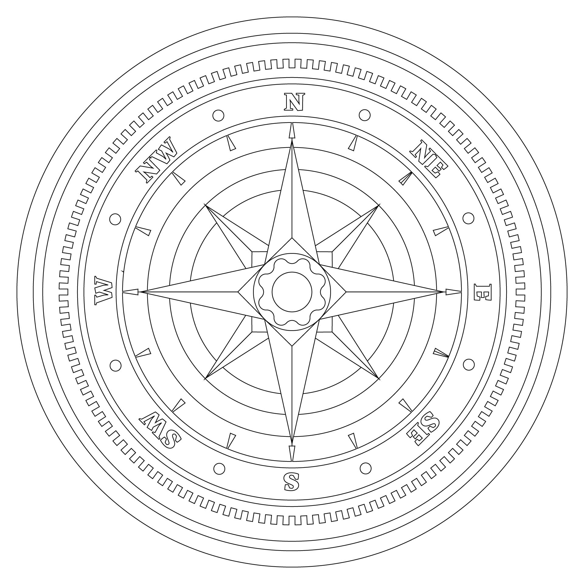 Coloring Pages Compass Rose
