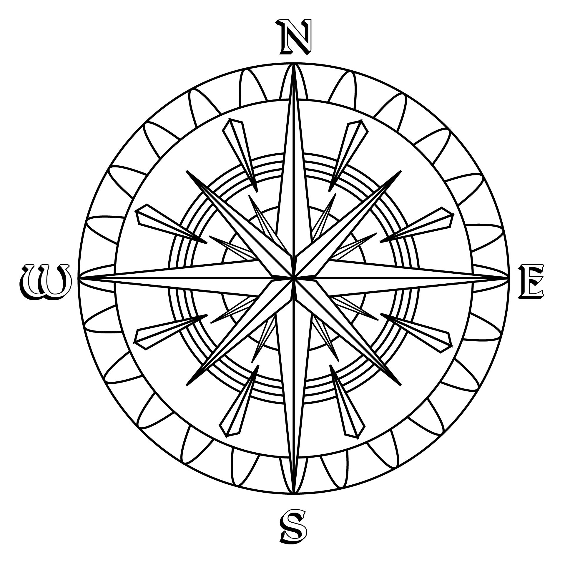 Coloring Pages Compass Rose