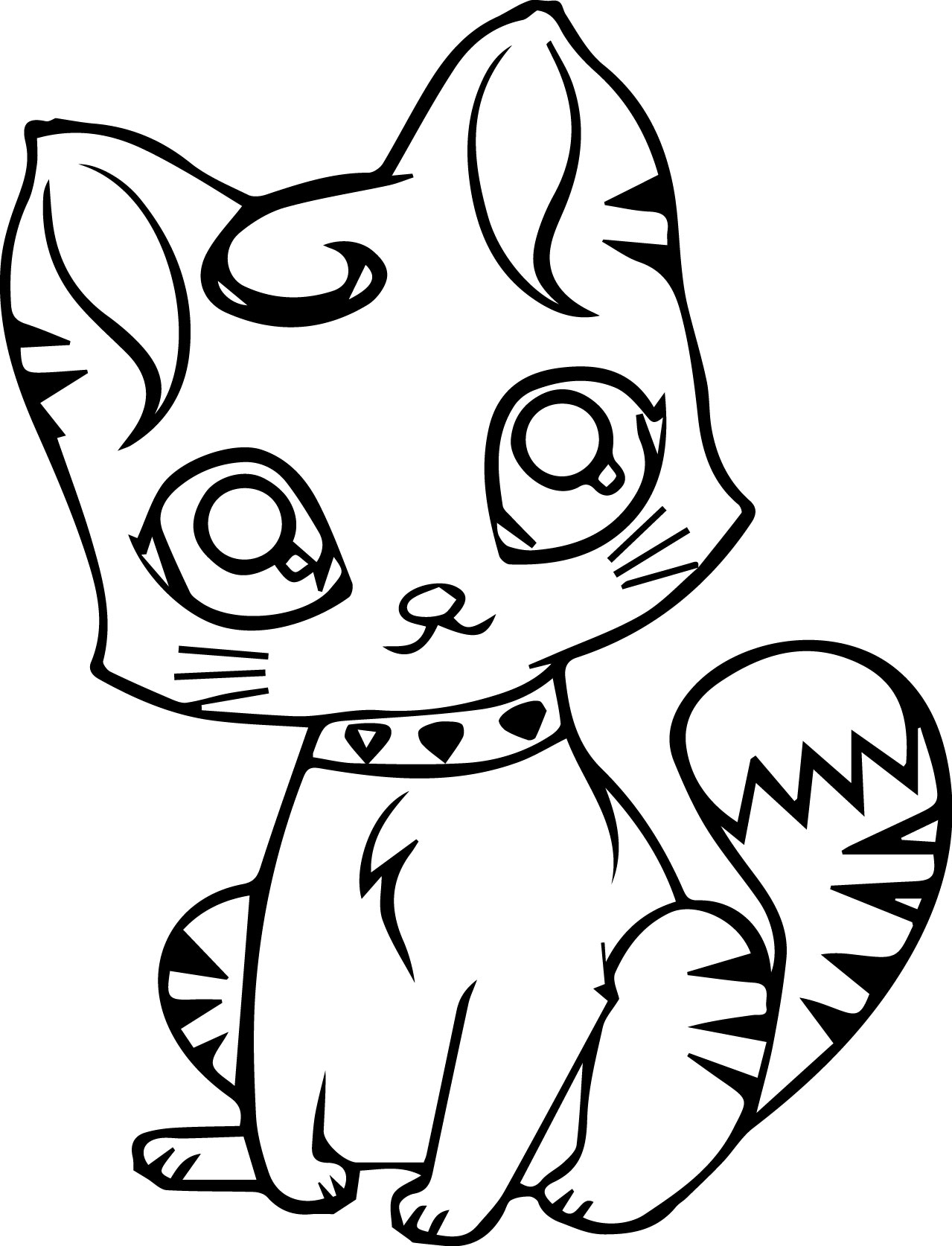 Cute Kitten Cat Coloring Page
