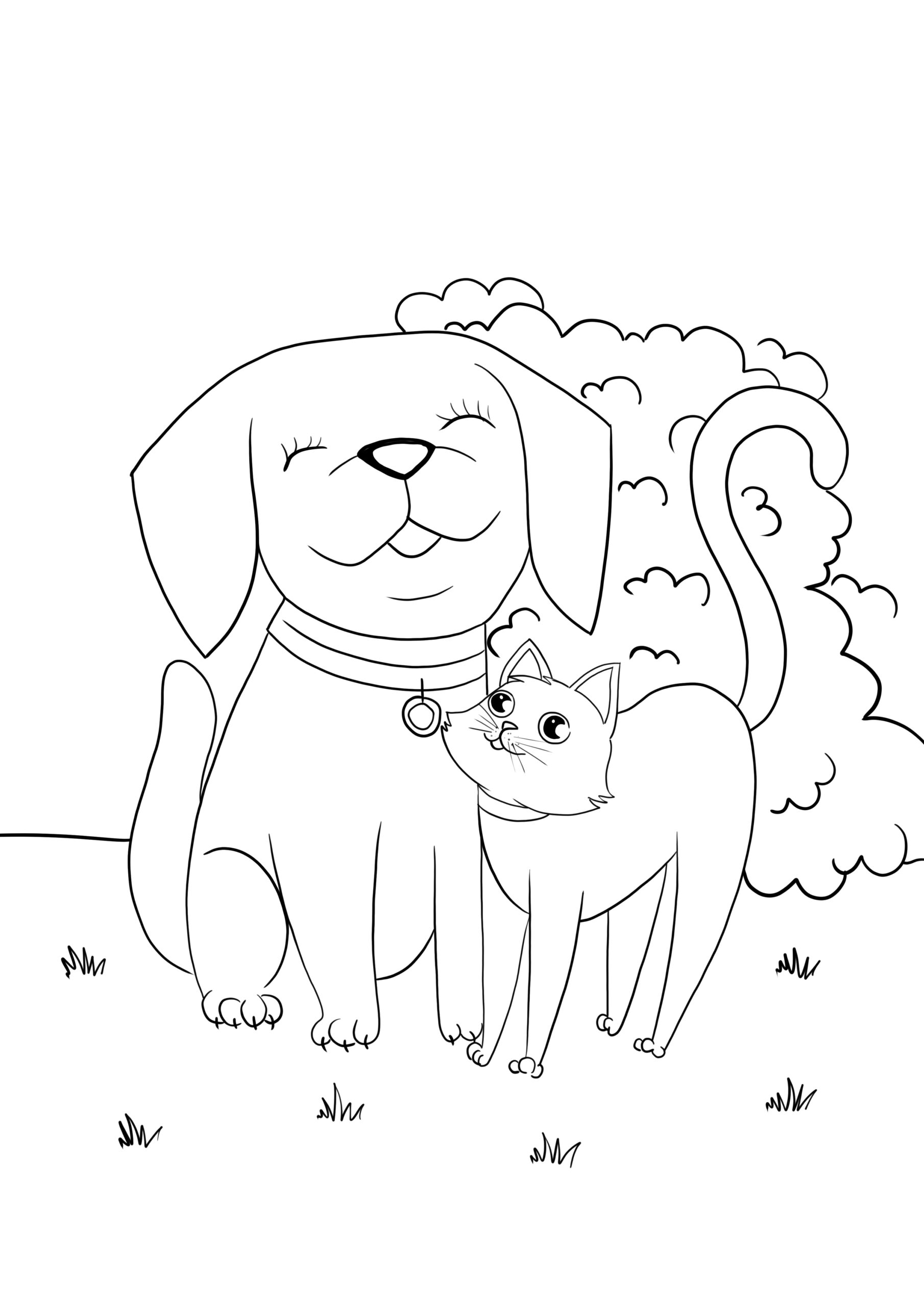 Coloring Pages Dog And Cat