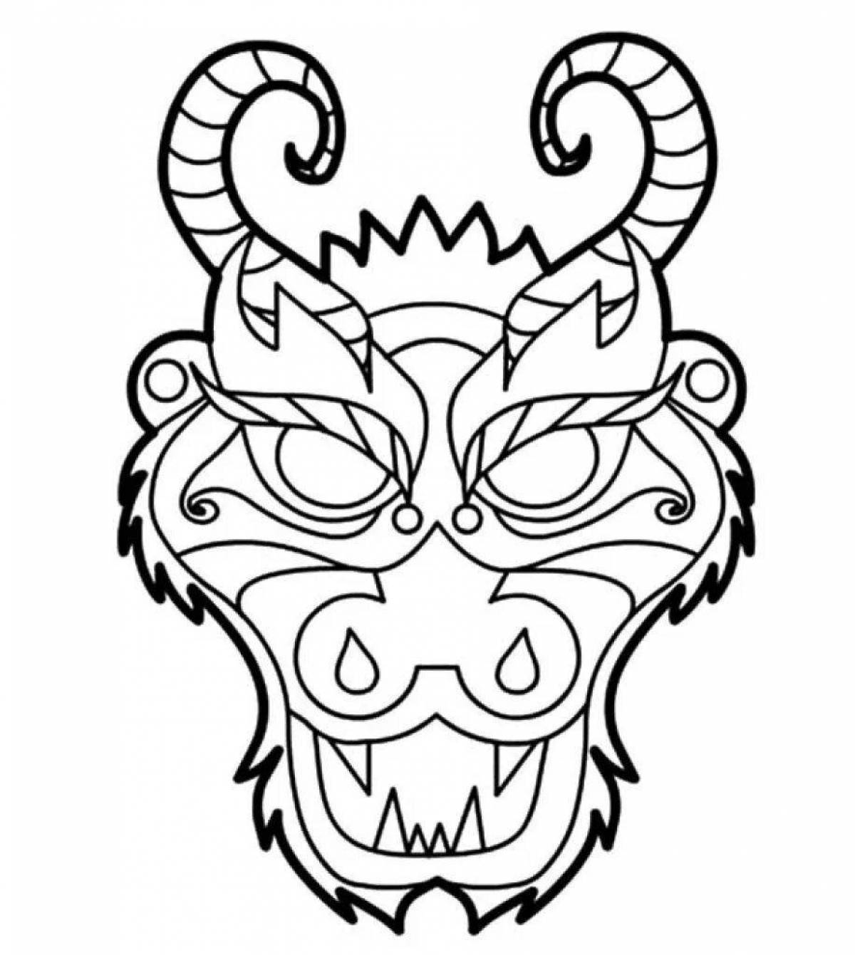 Dragon Mask Coloring Page