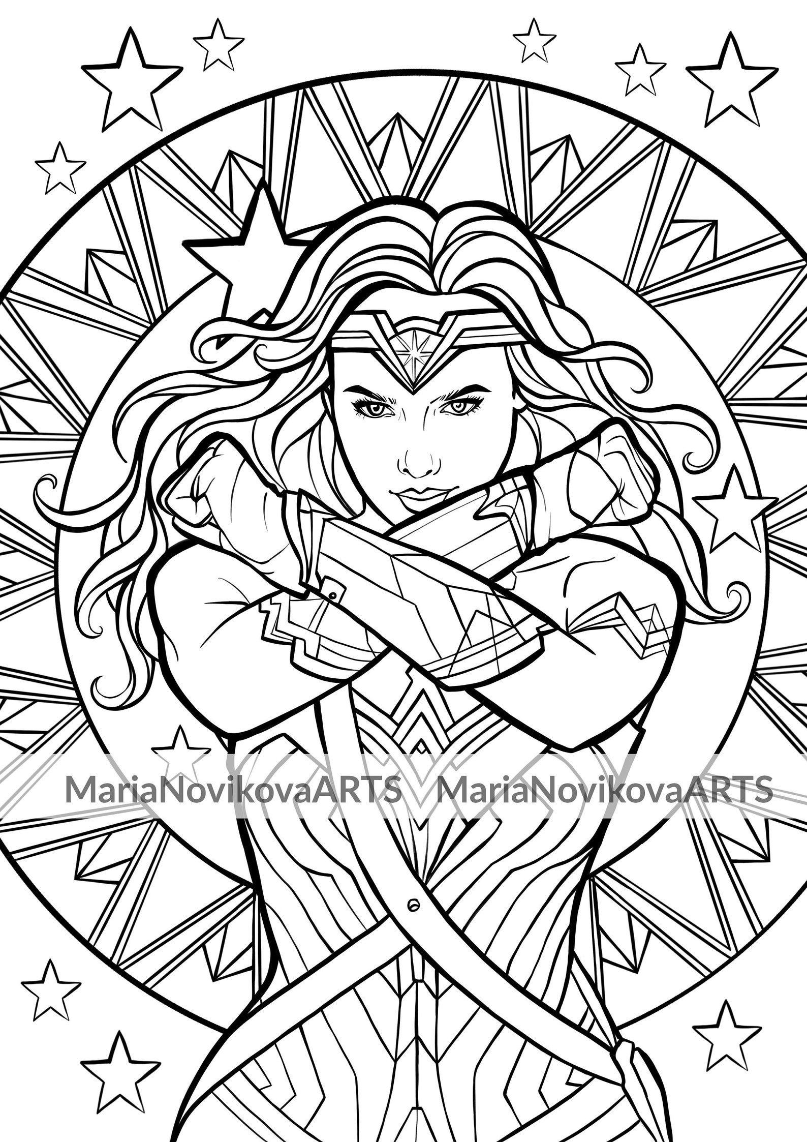 Coloring Pages For Adults Wonder Woman Movie Gal Gadot Etsy