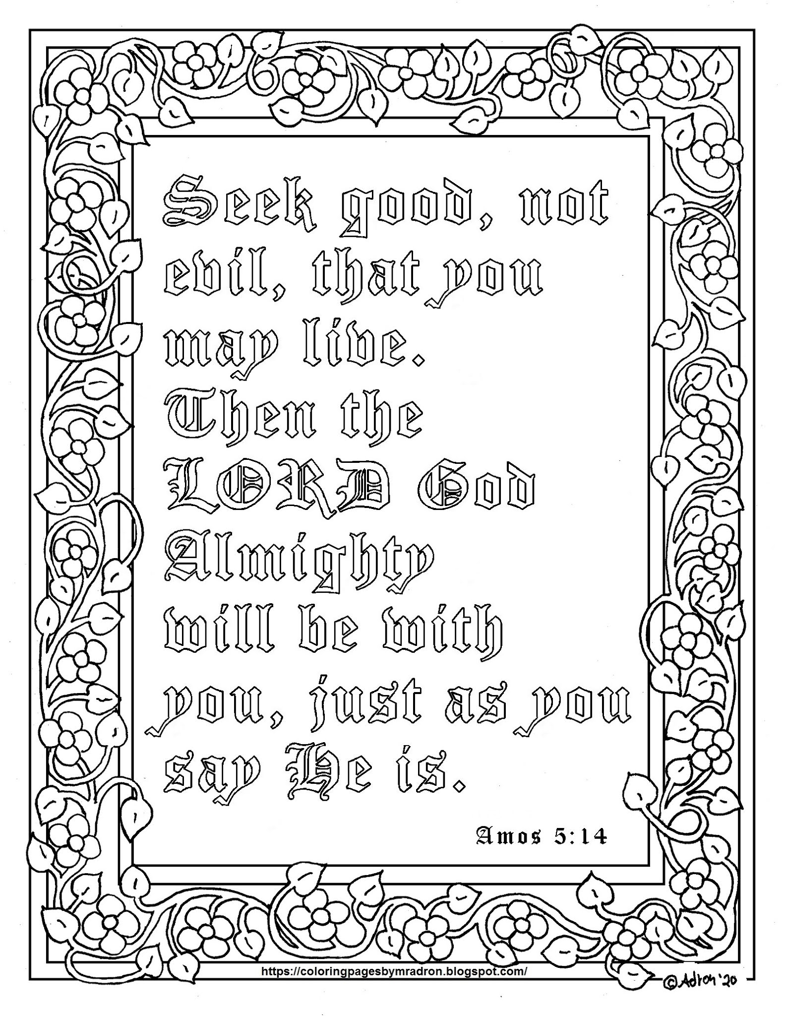 Coloring Pages For Kids By Mr Adron Free Amos 5 14 Print And Color Page Seek Good Not Evil