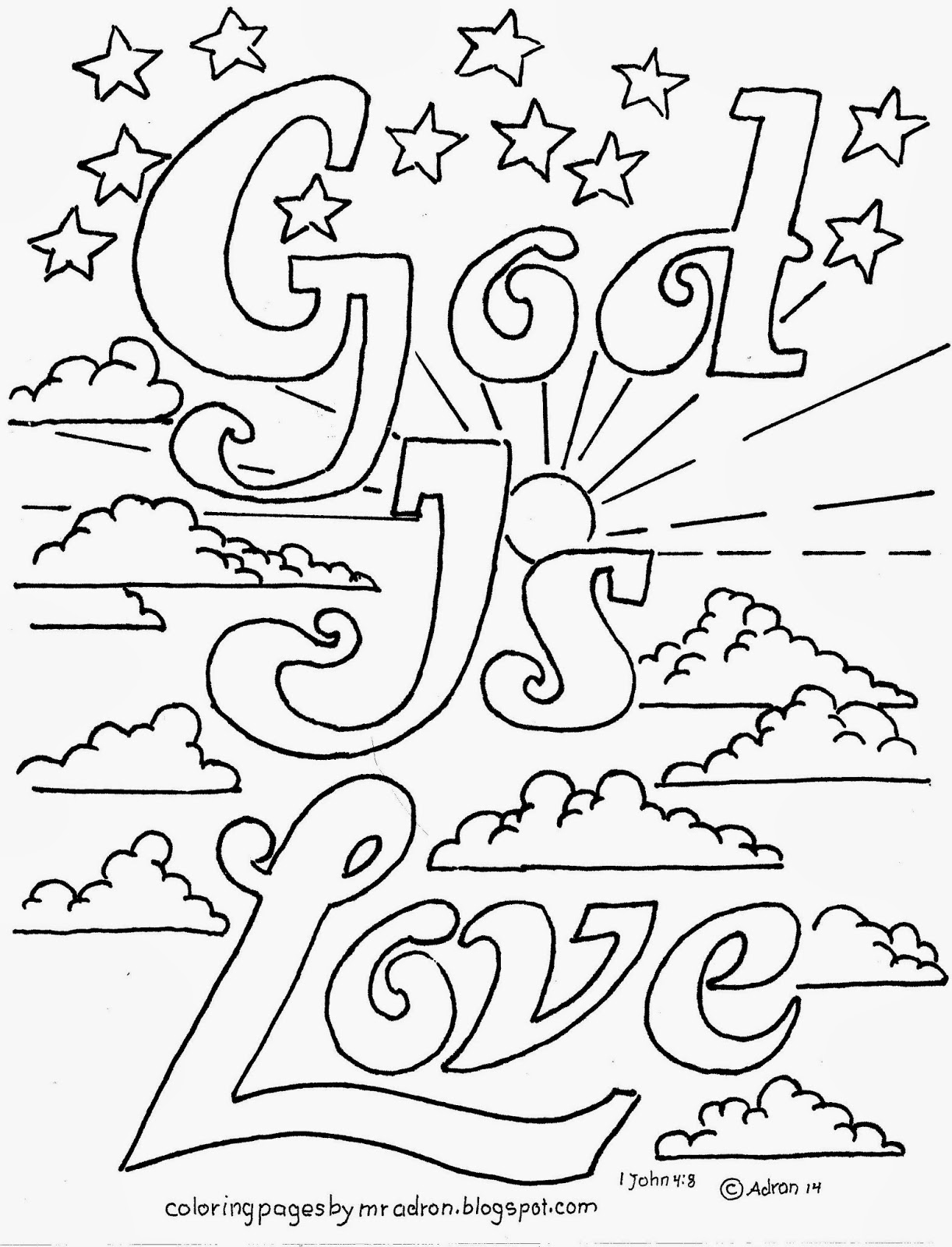 Coloring Pages For Kids By Mr Adron God Is Love Printable Free Kid S Coloring Page 1 John 4 8