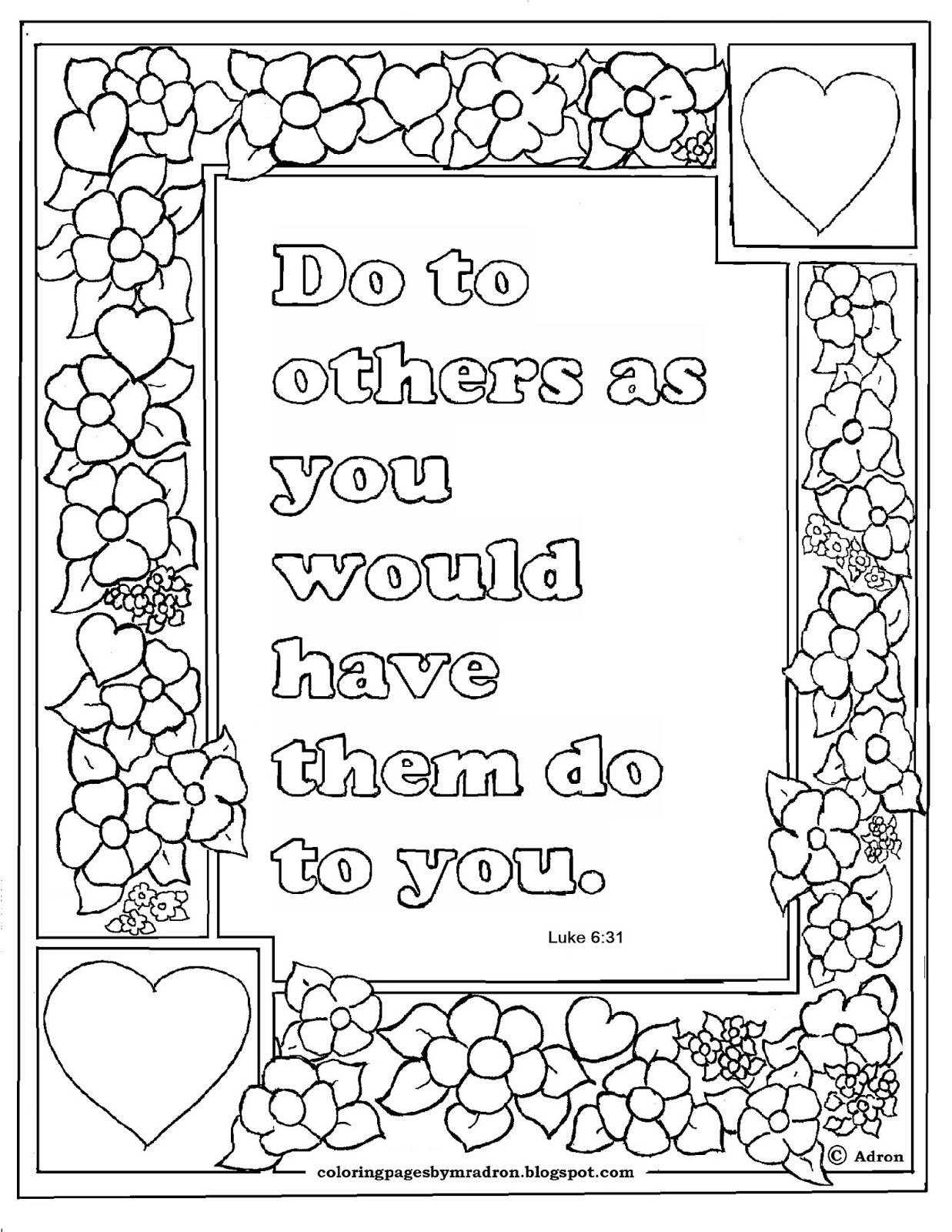 Coloring Pages For Kids By Mr Adron Luke 6 31 Print And Color Page Do To Others Bible Verse