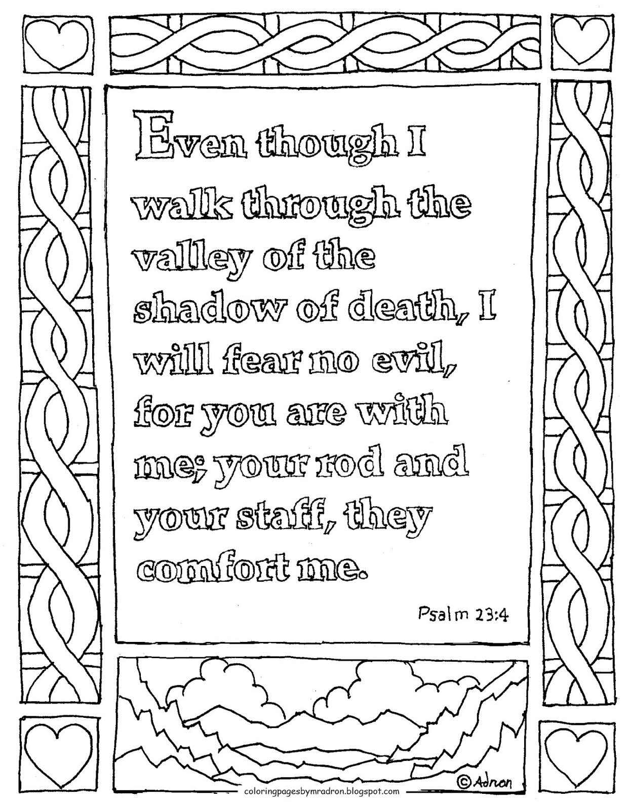 Coloring Pages For Kids By Mr Adron Printable Coloring Page Psalm 23 4 The Valley Of The