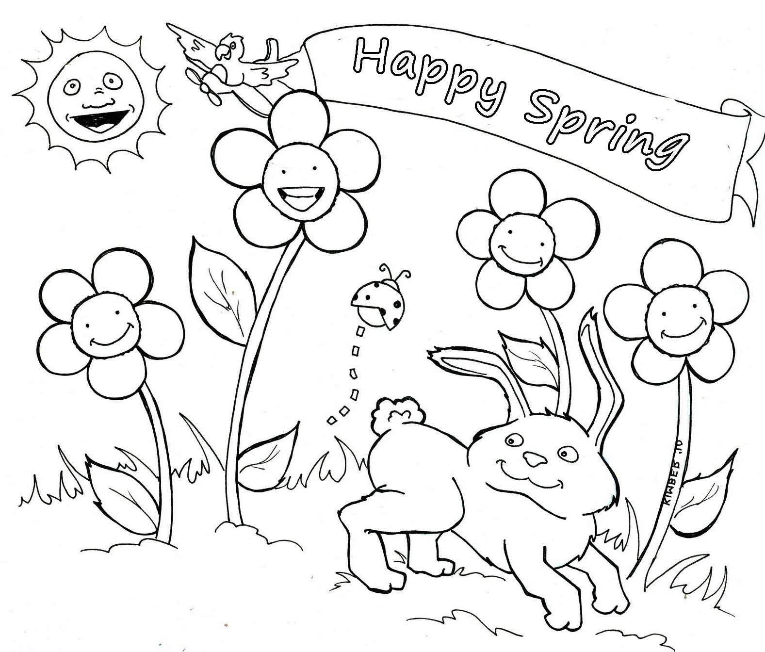 Spring Kids Coloring Pages