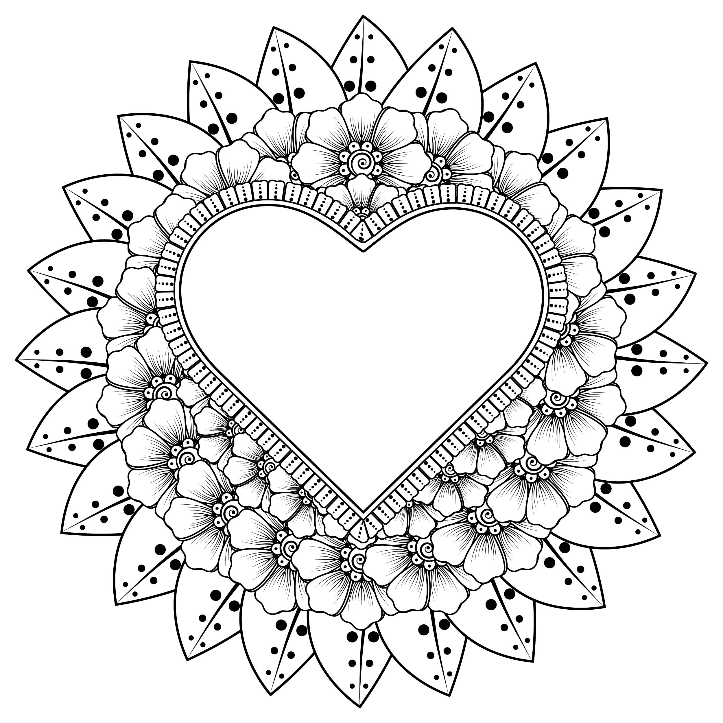 Coloring Pages Of Hearts And Flowers