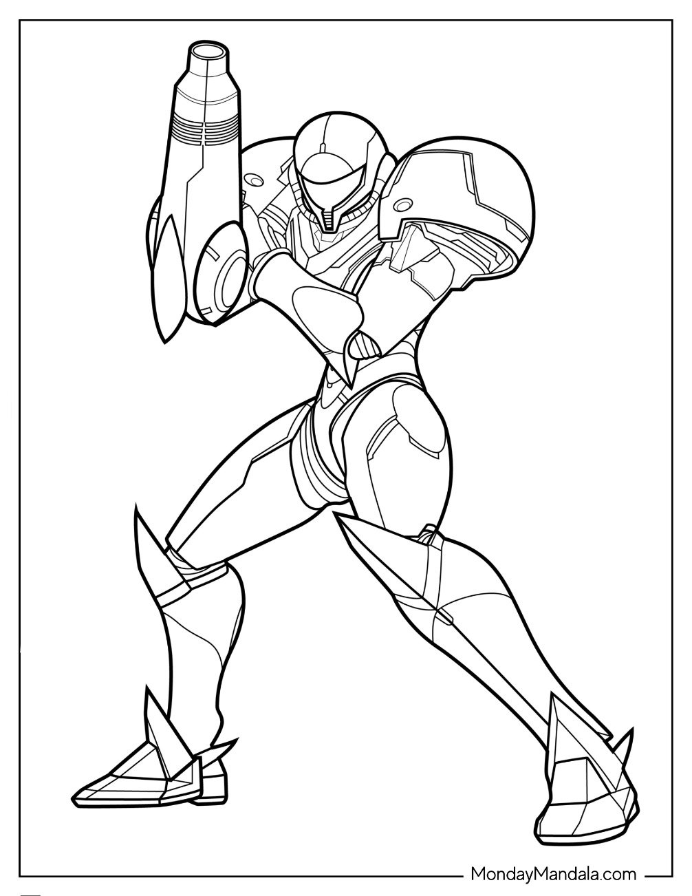 Coloring Samus Pages Super Smash Bros Aran Metroid Color Line Mega Man Suit Printable Print