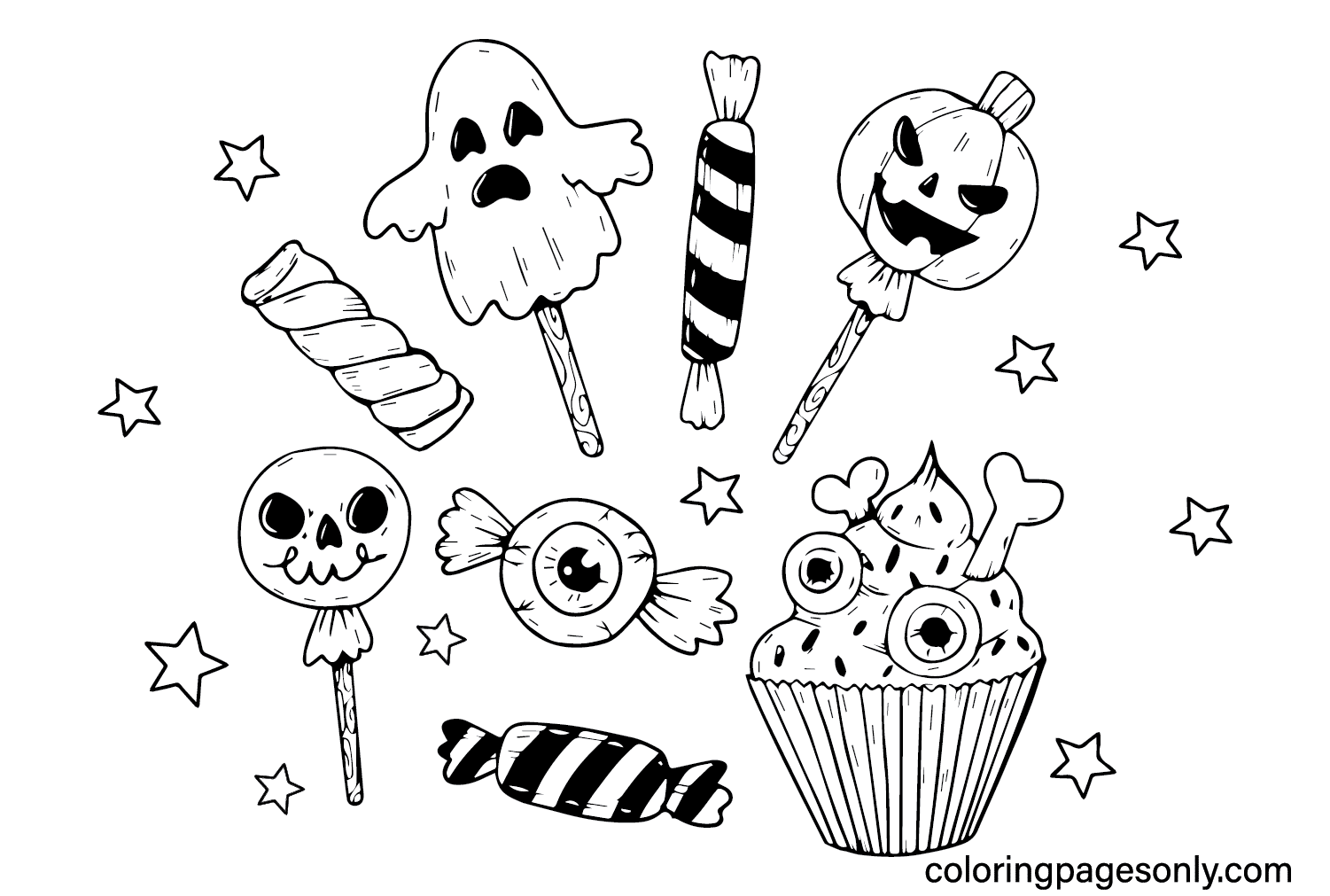 Coloring Sheet Halloween Candy Free Printable Coloring Pages