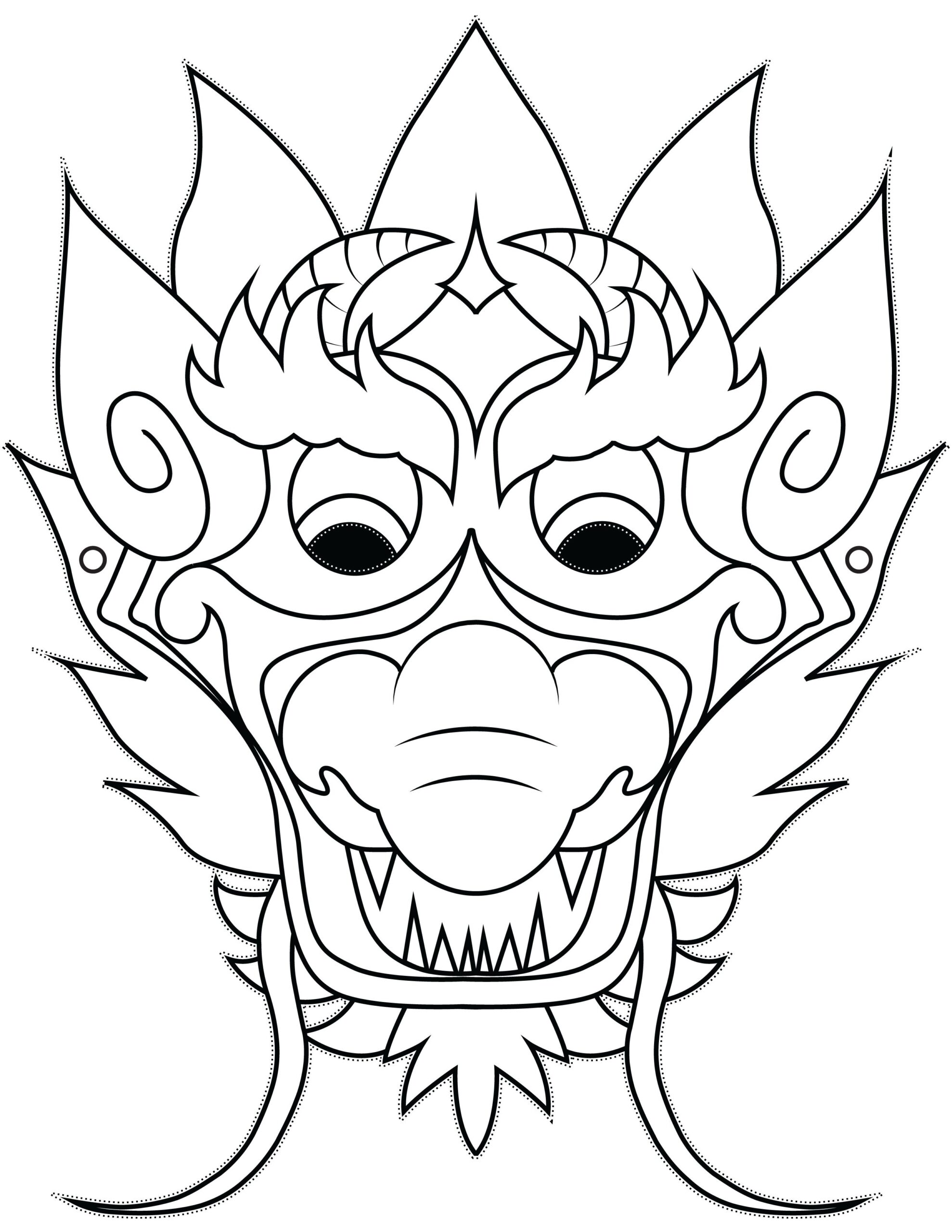 Colour Dragon Mask Dragon Coloring Page Dragon Mask Chinese New Year Crafts