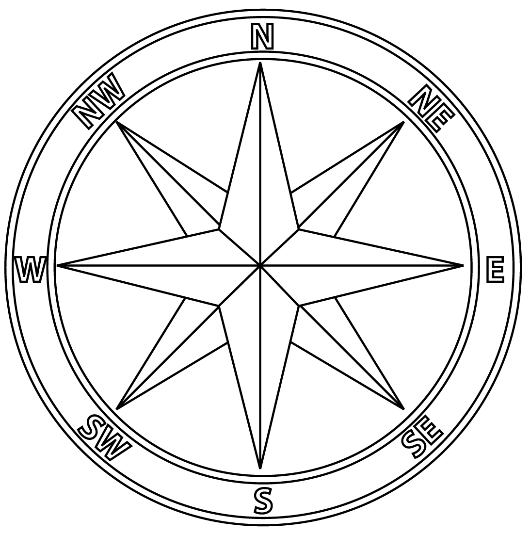 Compass Rose Coloring Page ColouringPages