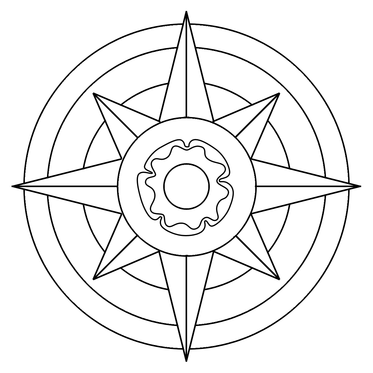 Compass Rose Coloring Page