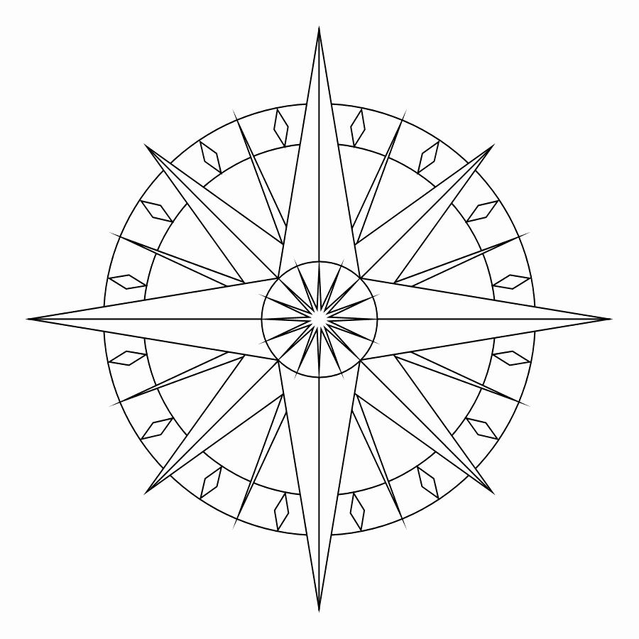 Compass Rose Coloring Page Sketch Coloring Page