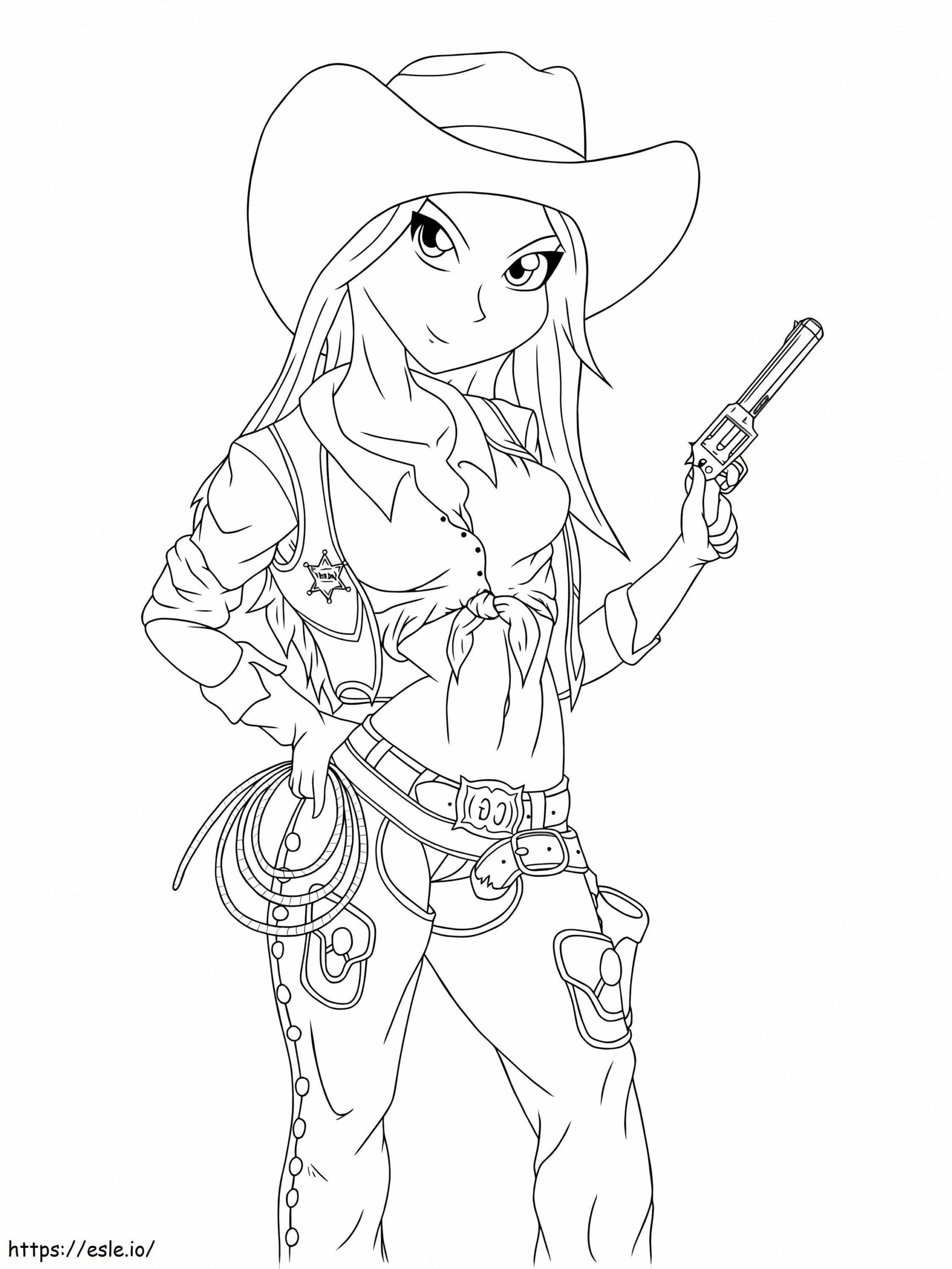 Cool Cowgirl Coloring Page