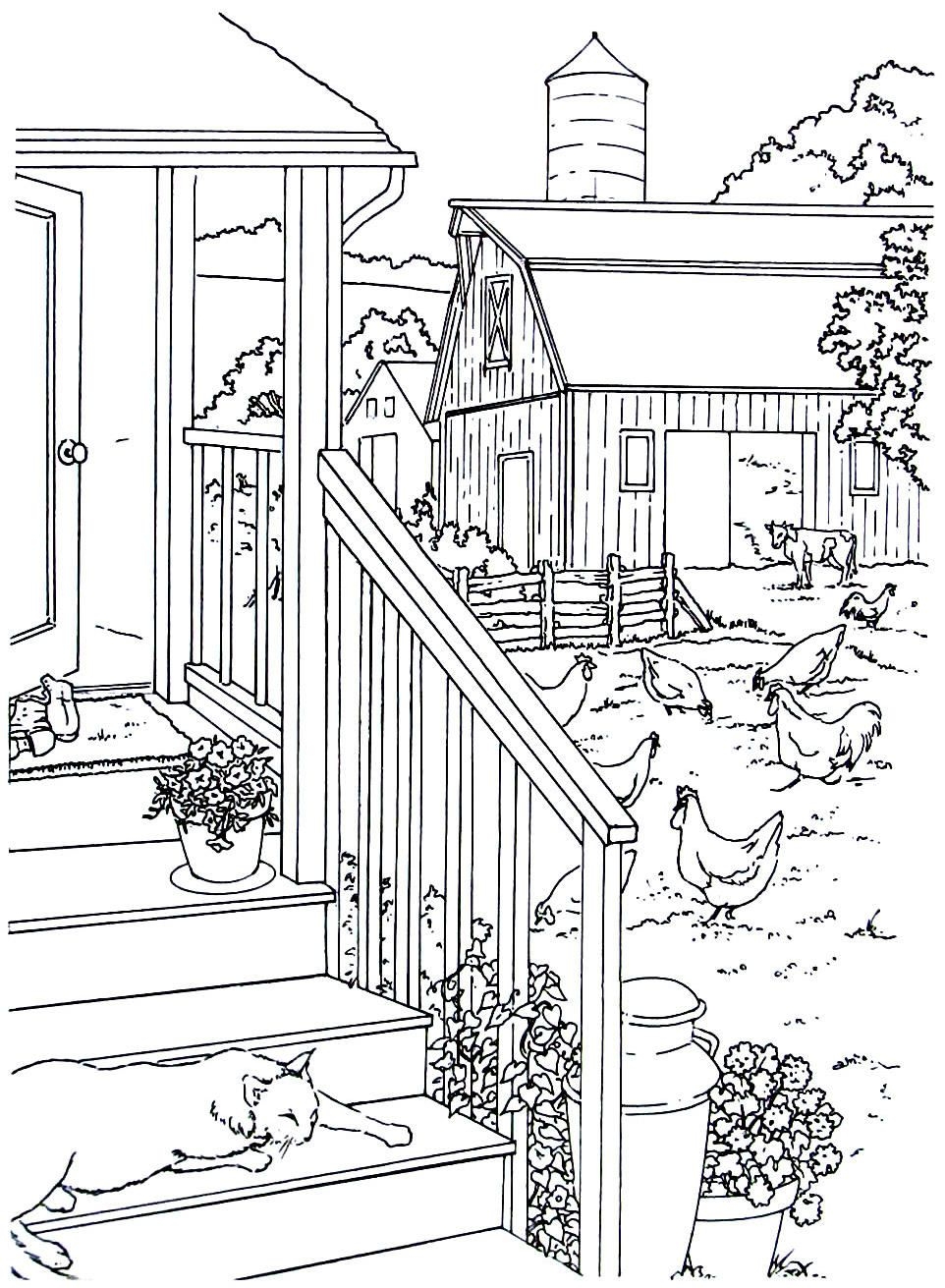 Cottage Landscape Coloring Pages Tripafethna