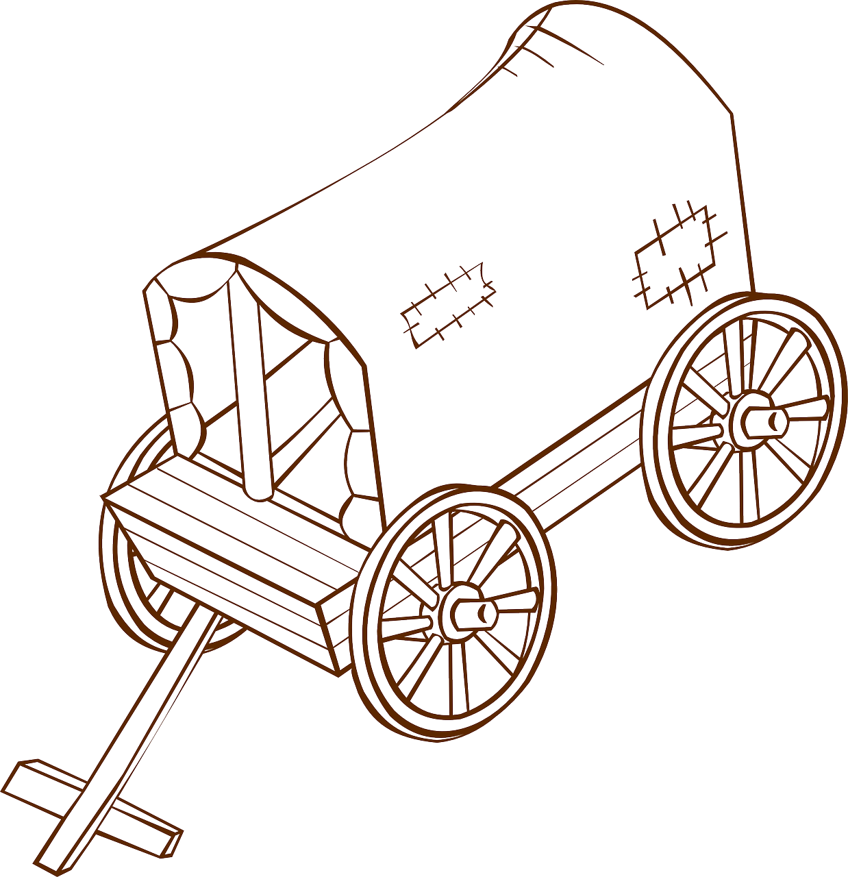 Covered Wagon Coloring Page