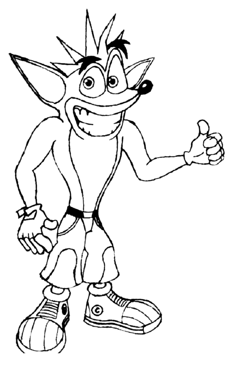 Crash Bandicoot Coloring Pages Educative Printable
