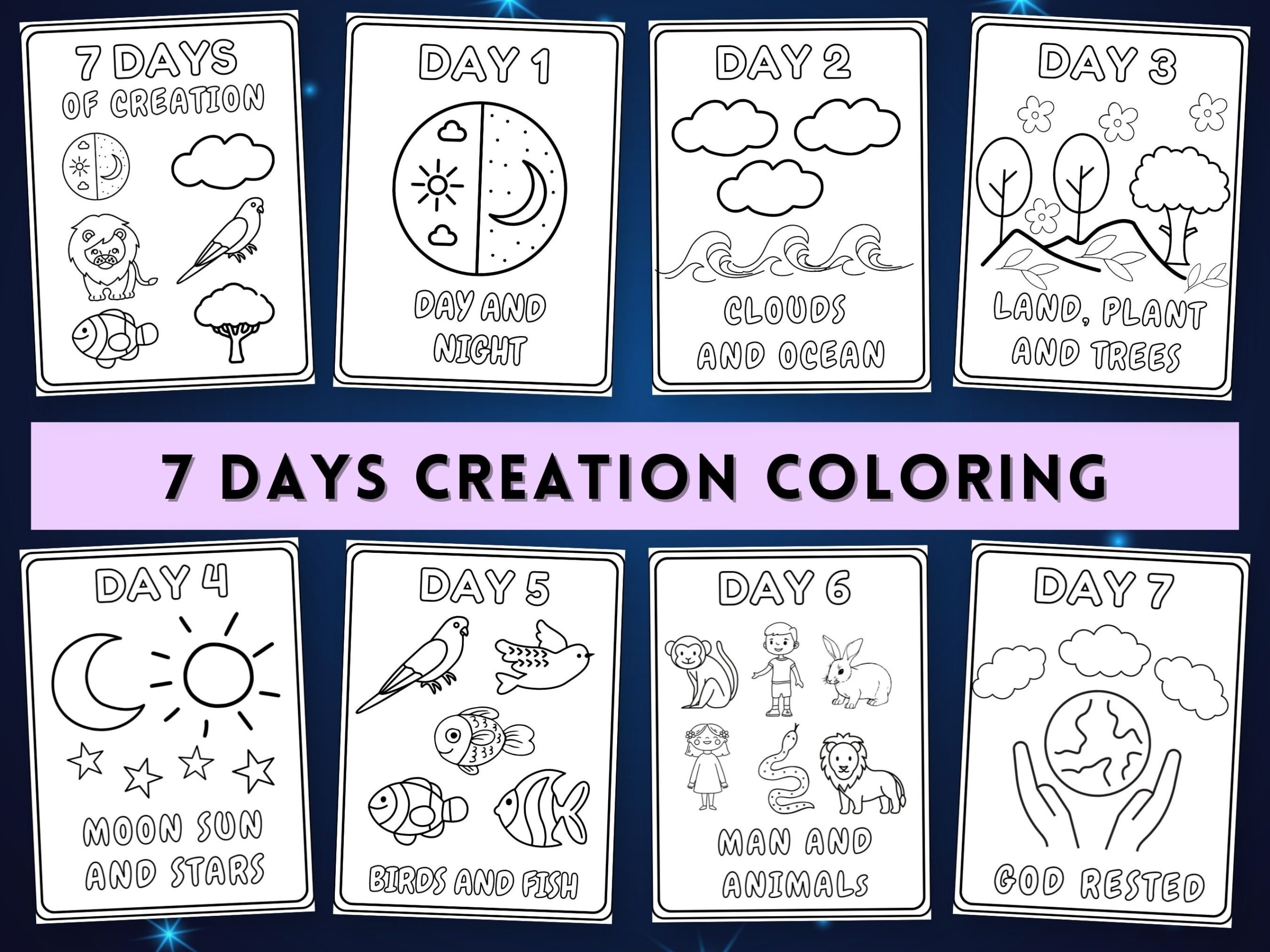 Creation Days Coloring 7 Days Of Creation Coloring Pages Days Of Creation Coloring Sheets
