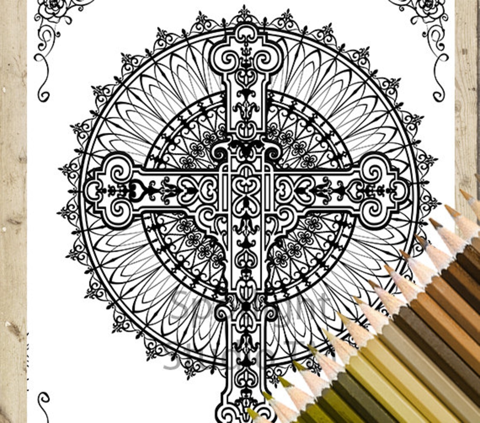 Cross Adult Coloring Pages