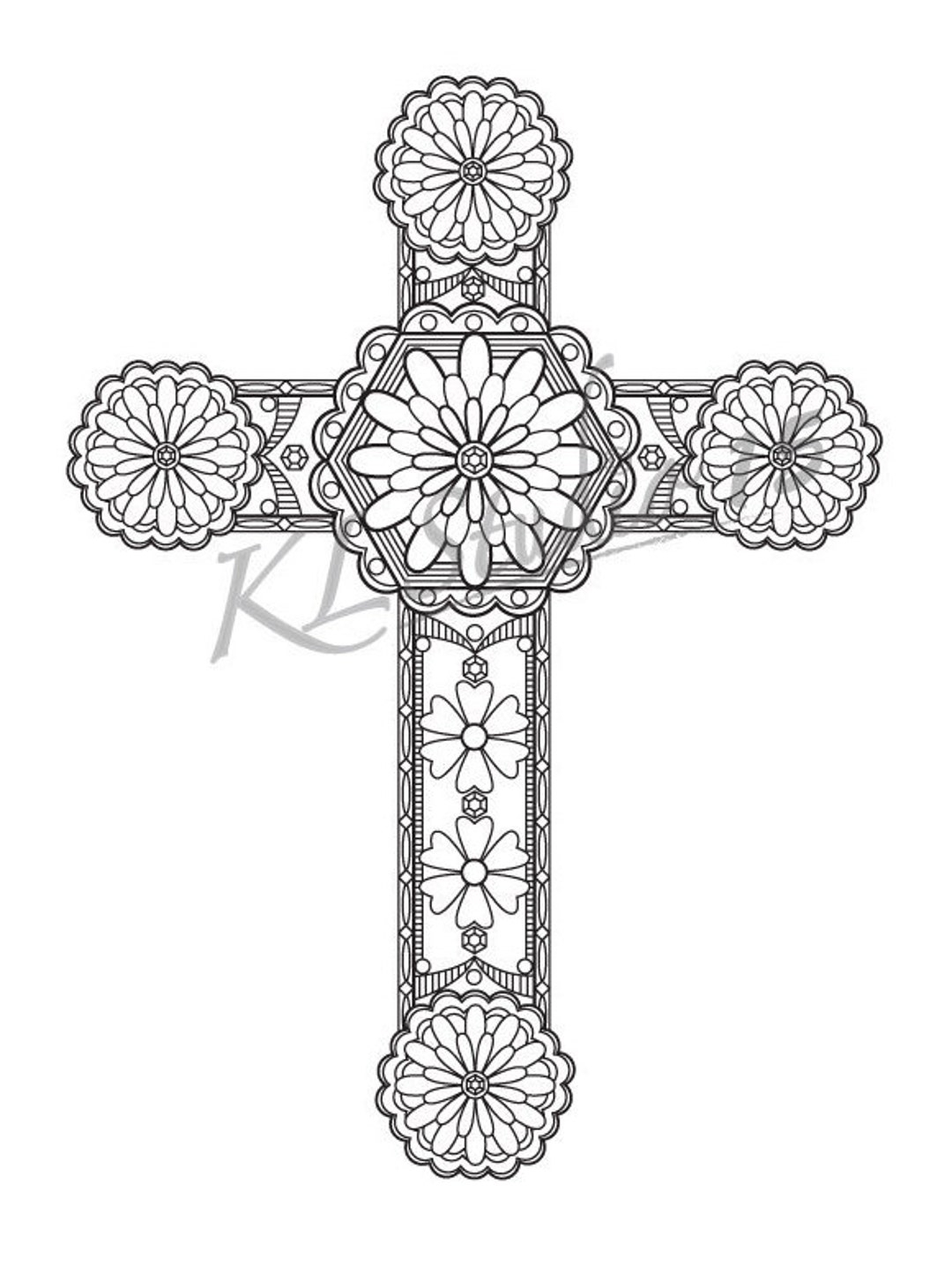 Cross Coloring Page Instant Download Relax Cross Designs To Color For Adults To Print And