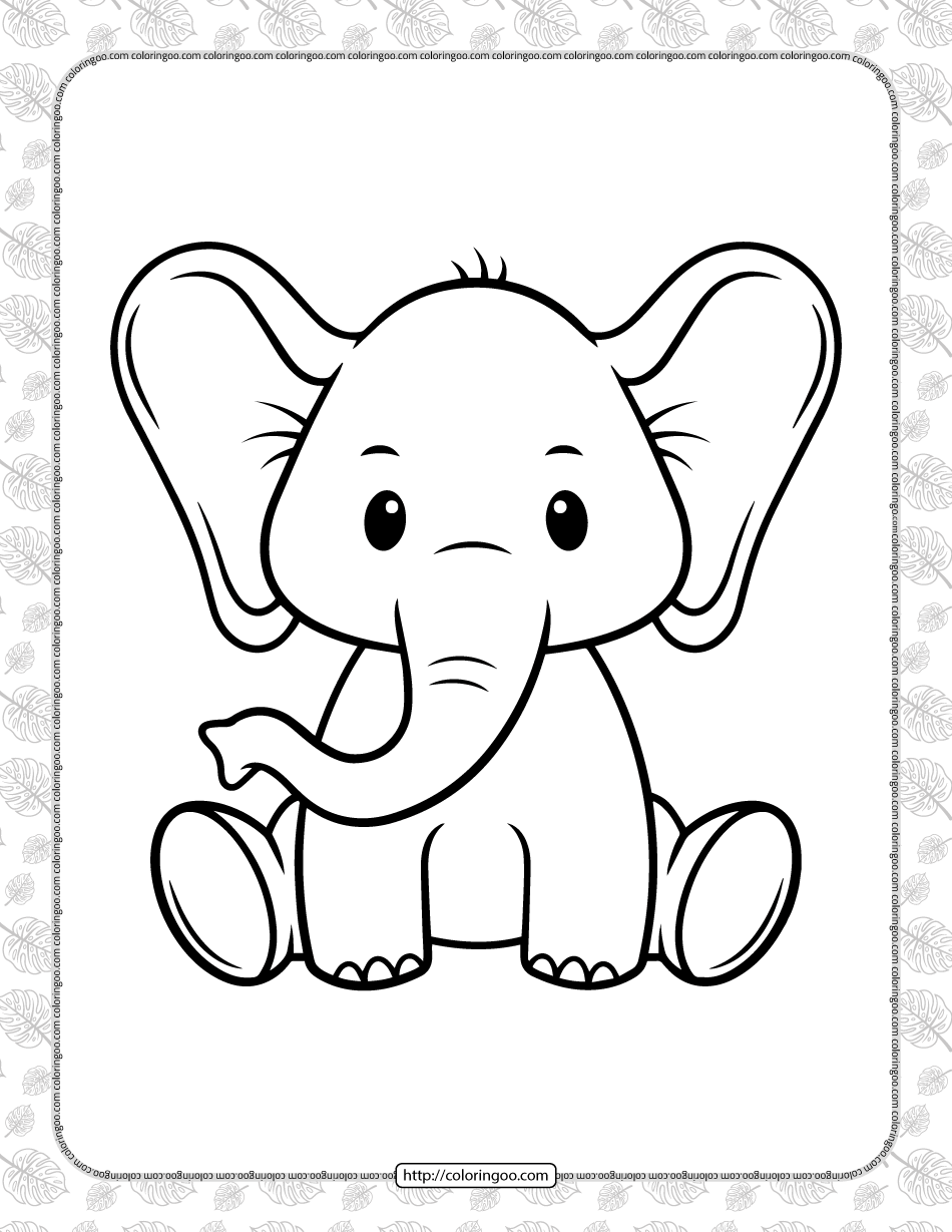 Cute Baby Elephant Coloring Pages