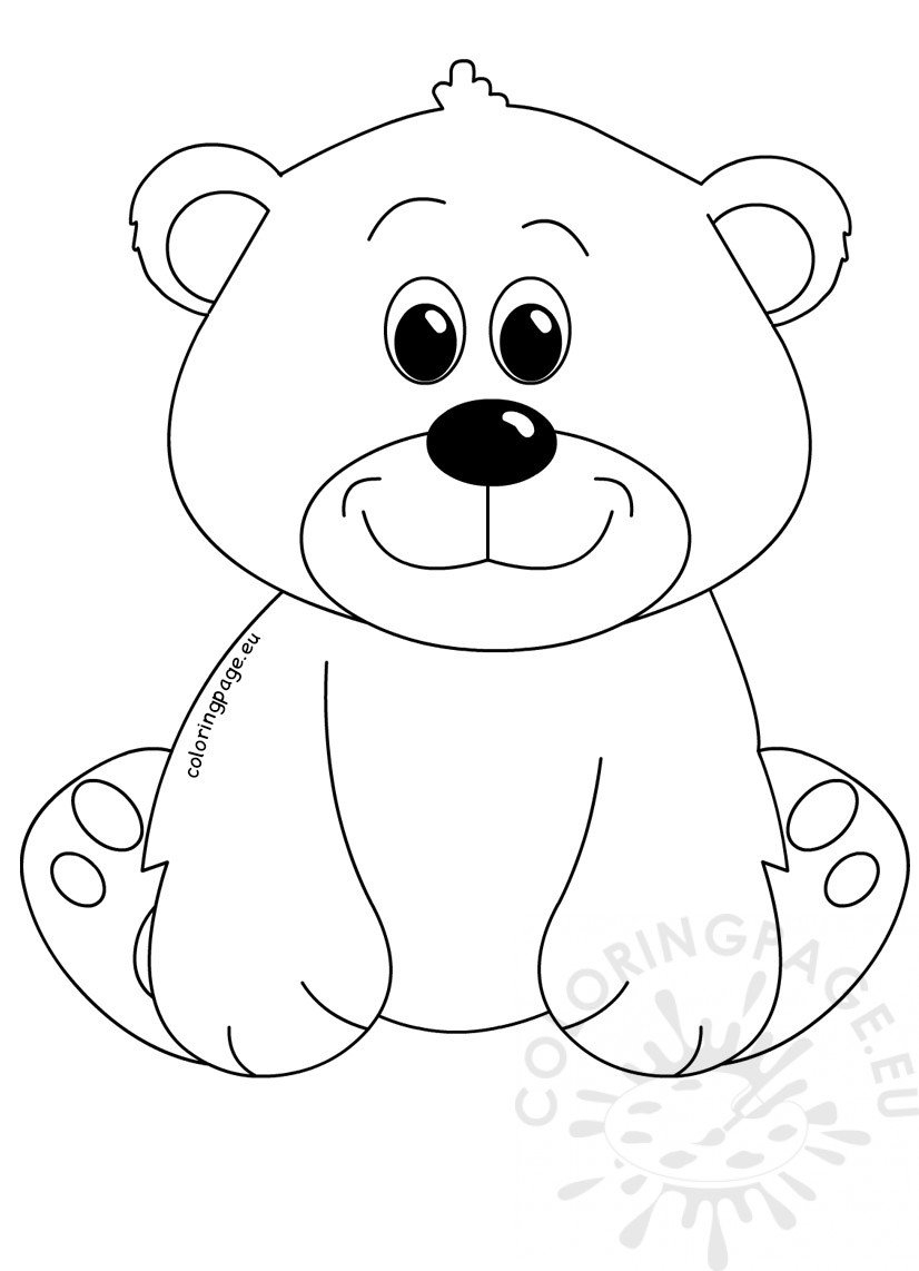 Cute Bear Cartoon Clipart Coloring Page