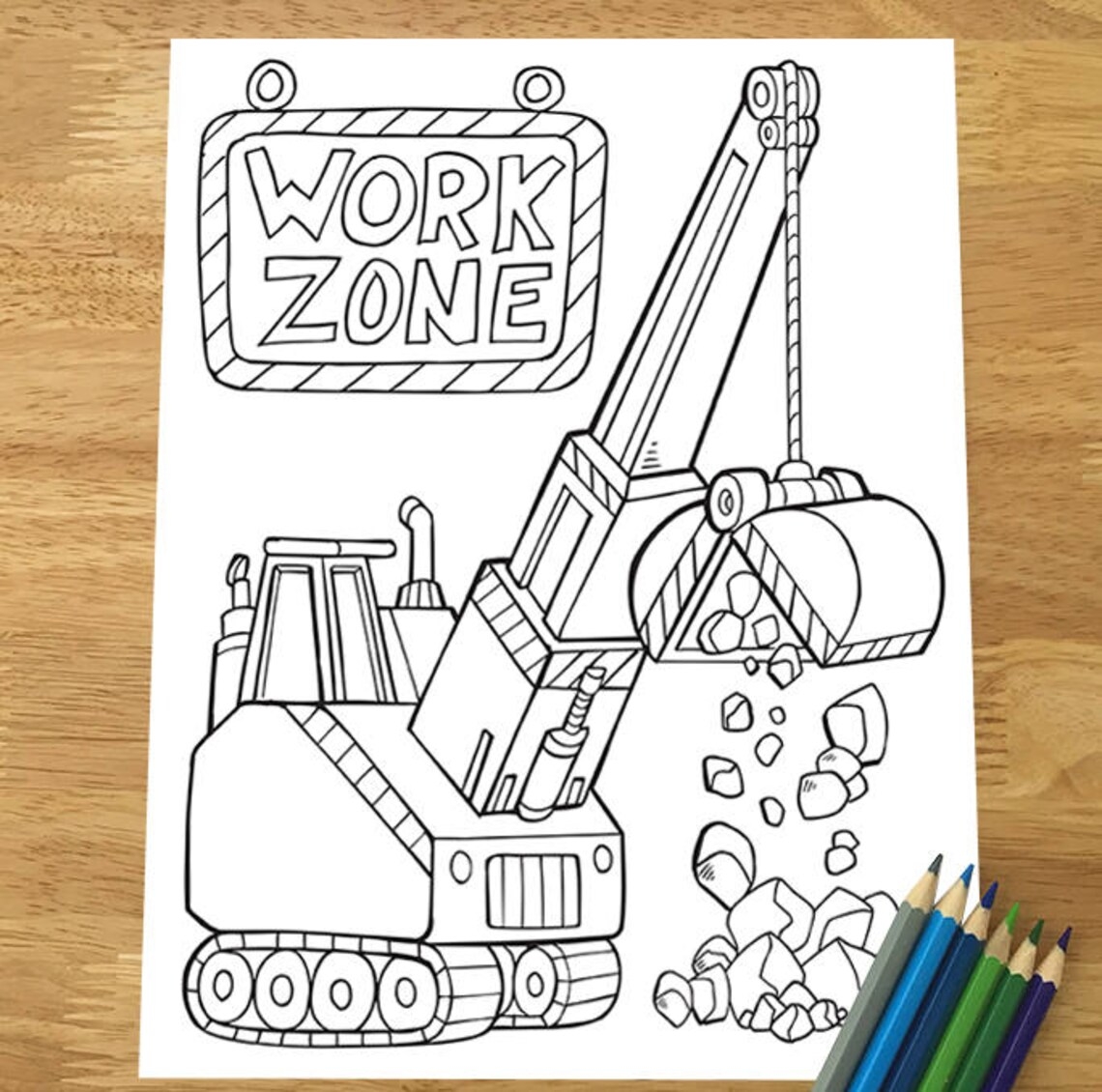 Cute Construction Vehicles Coloring Page Set Downloadable PDF Files Etsy