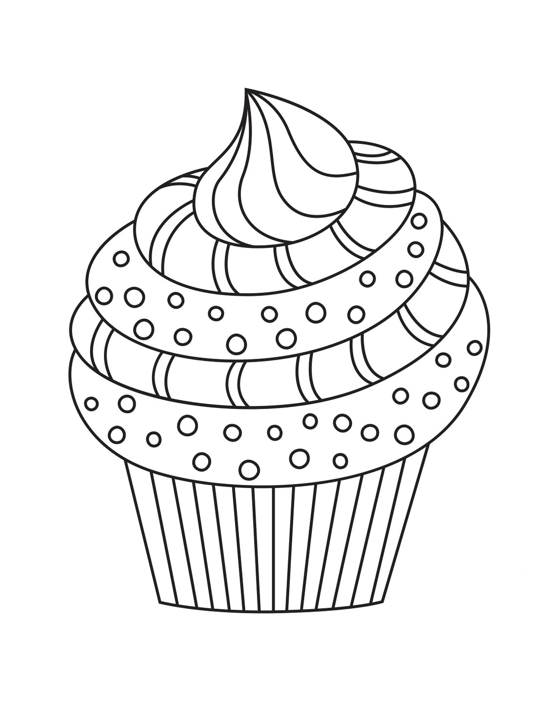 Cute Cupcake Coloring Pages For Kids Cute Printable Coloring Pages For Children Etsy