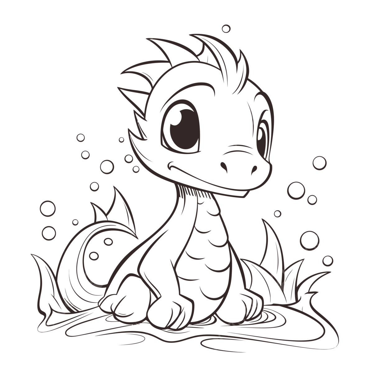 Cute Cute Little Baby Baby Dragon Coloring Page Outline Sketch Drawing Vector Water Dragon
