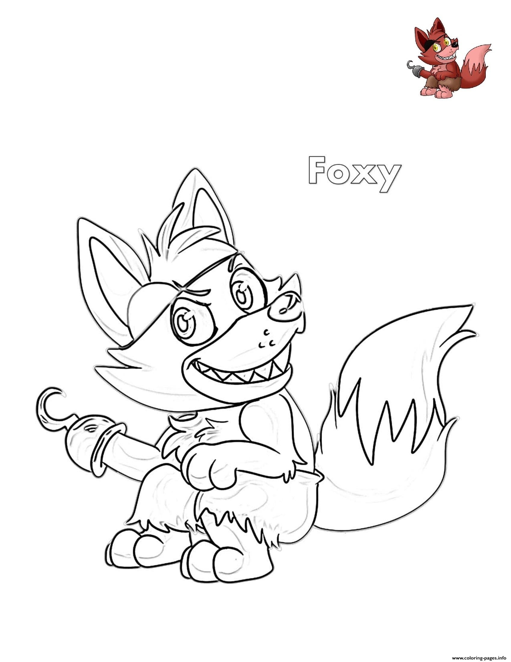 Cute Foxy FNAF Coloring Page Printable