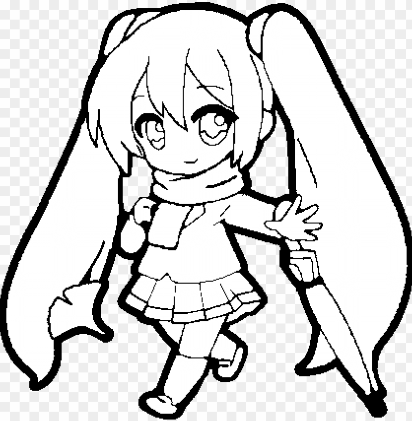 Cute Hatsune Miku Coloring Pages Download Miku Chibi Para Colorear PNG Transparent With Clear