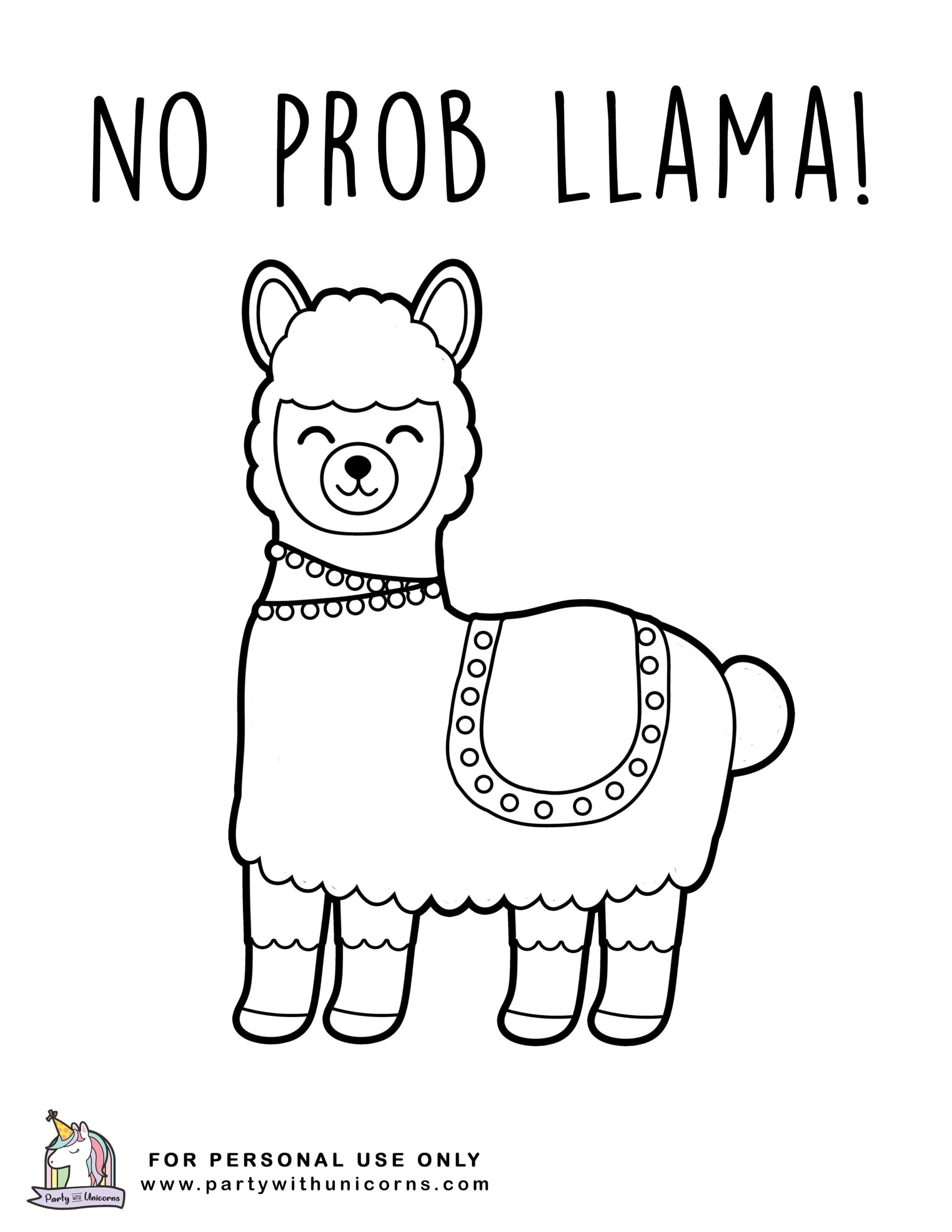 Cute Printable Llama Coloring Page