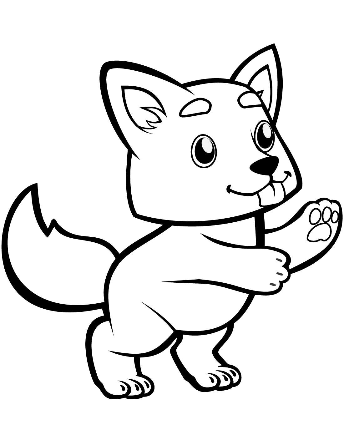 Cute Tail Of Wolf Cub Wagging Coloring Page Free Printable Coloring Pages