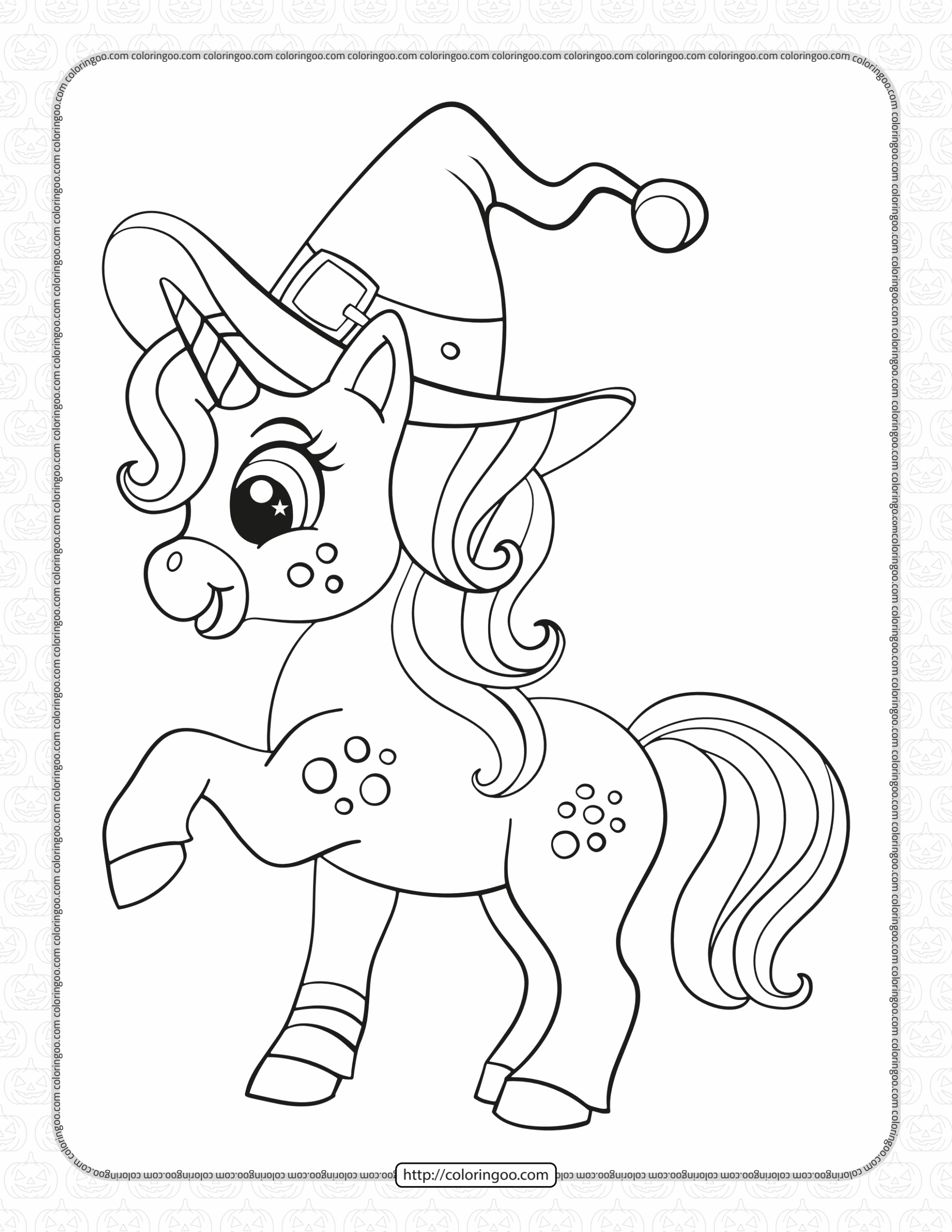 Cute Unicorn Halloween Coloring Pages