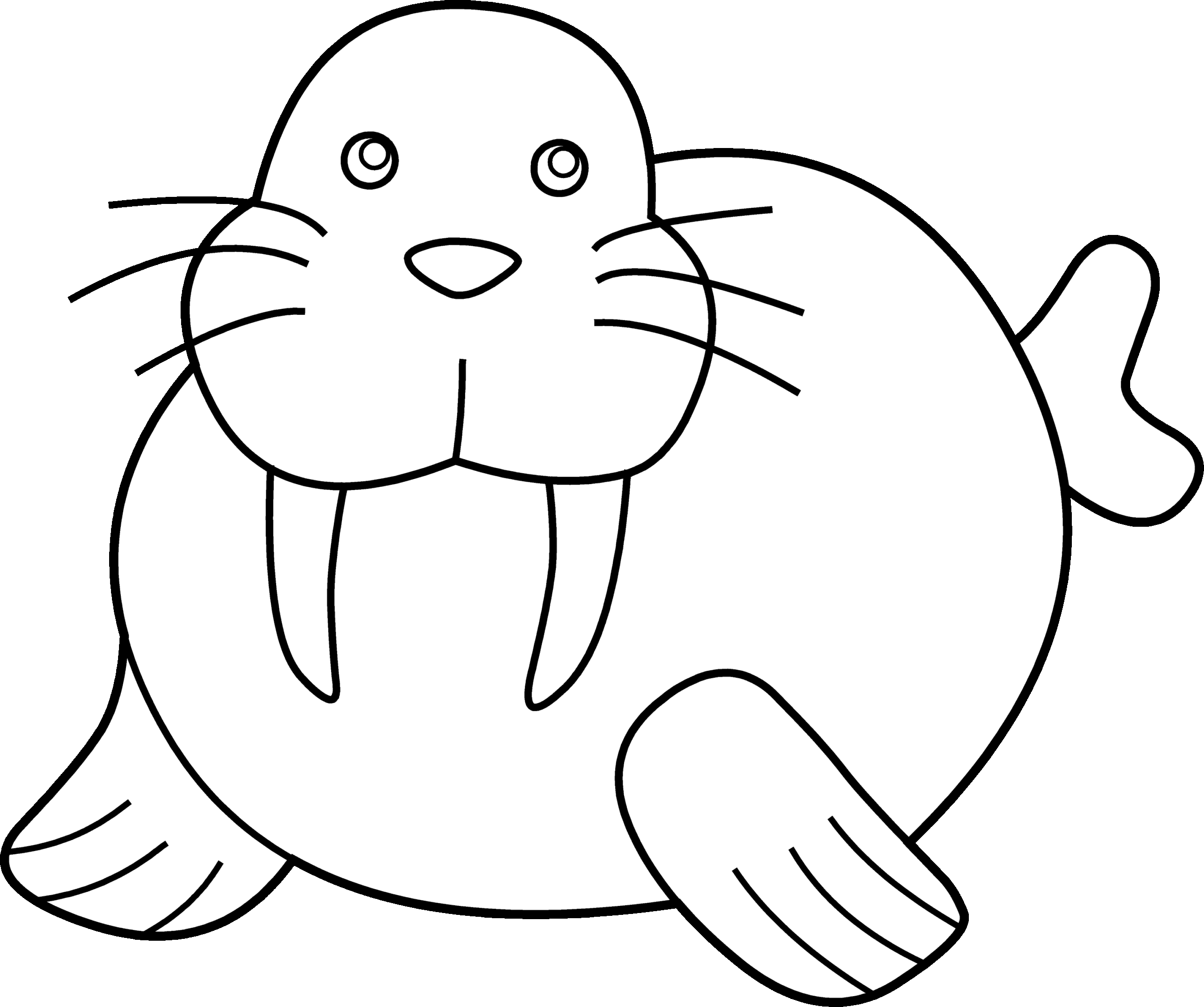 Cute Walrus Coloring Page Free Clip Art