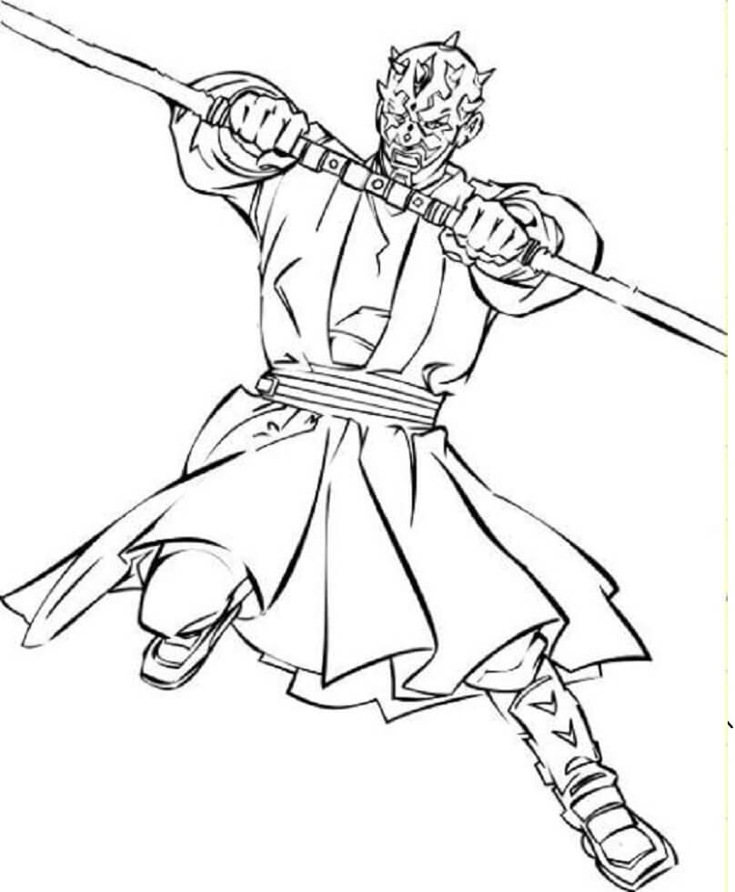 Darth Maul With Lightsaber Coloring Page Free Printable Coloring Pages For Kids