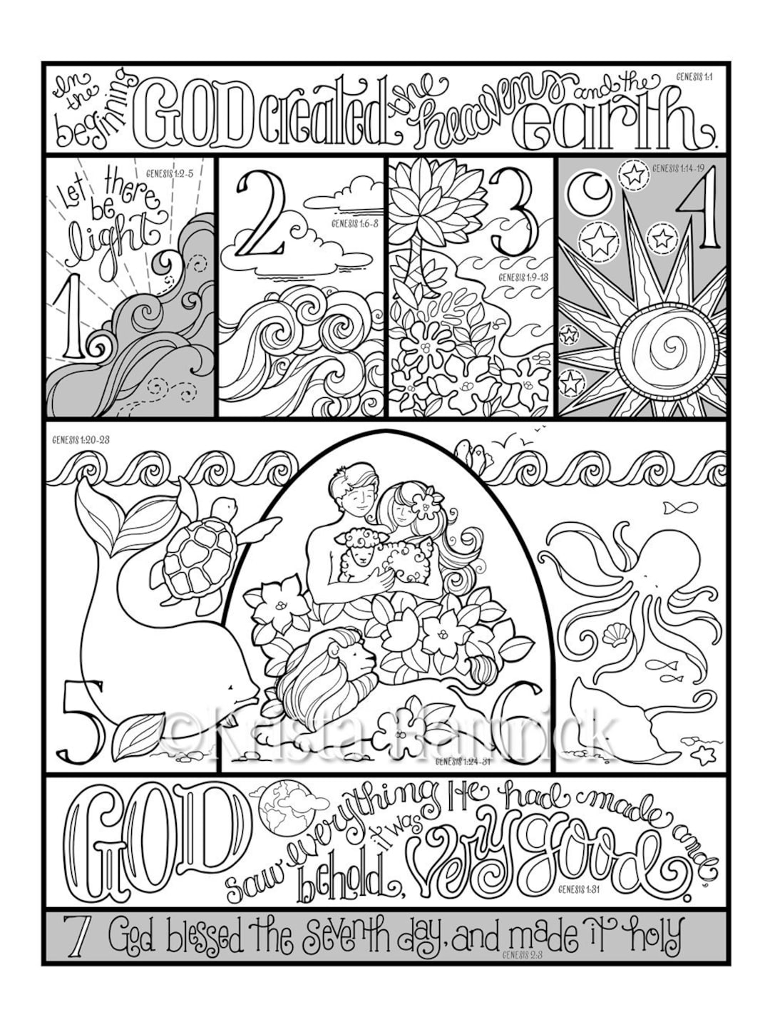 Creation Day 6 Coloring Page