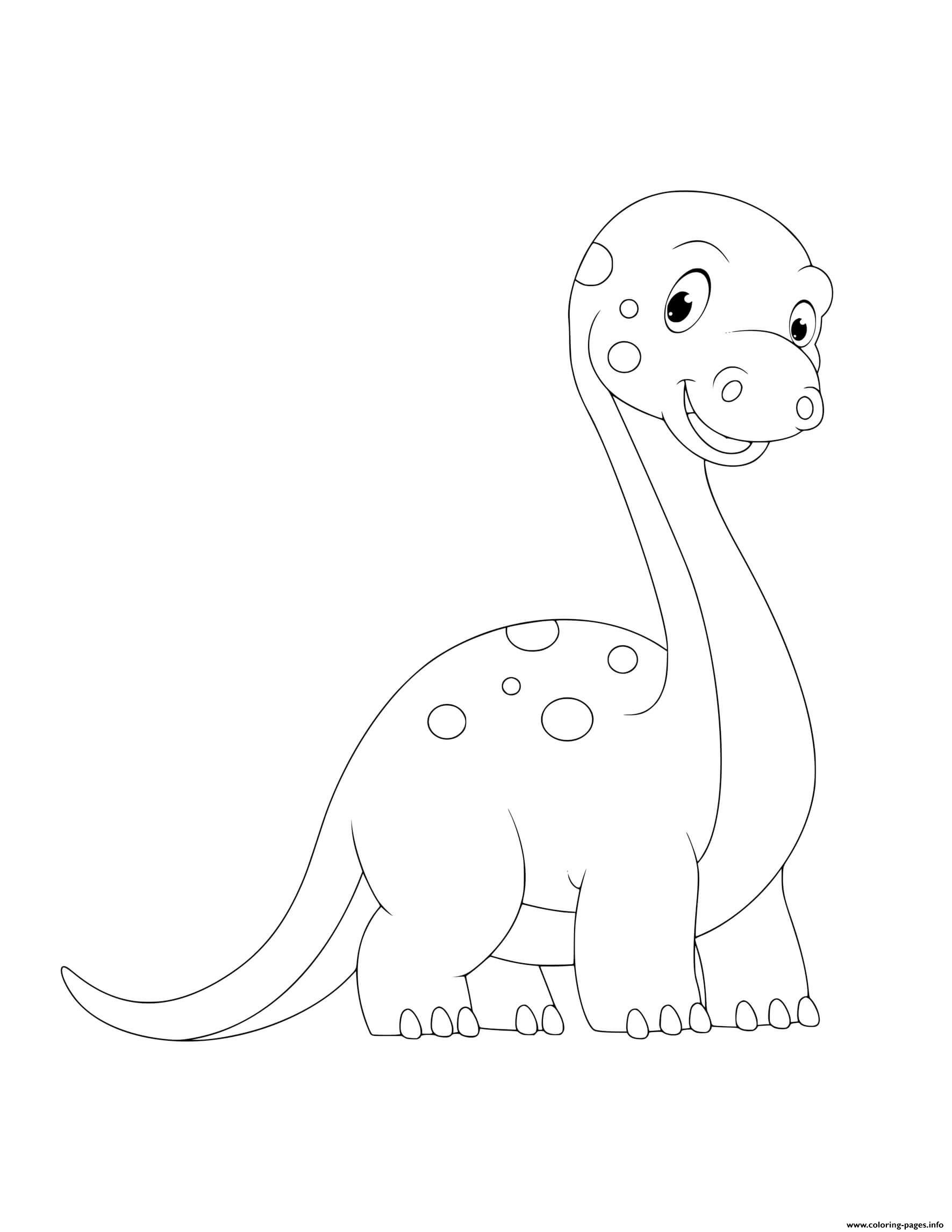 Dinosaur Cute Dinosaur For Preschoolers Coloring Page Printable